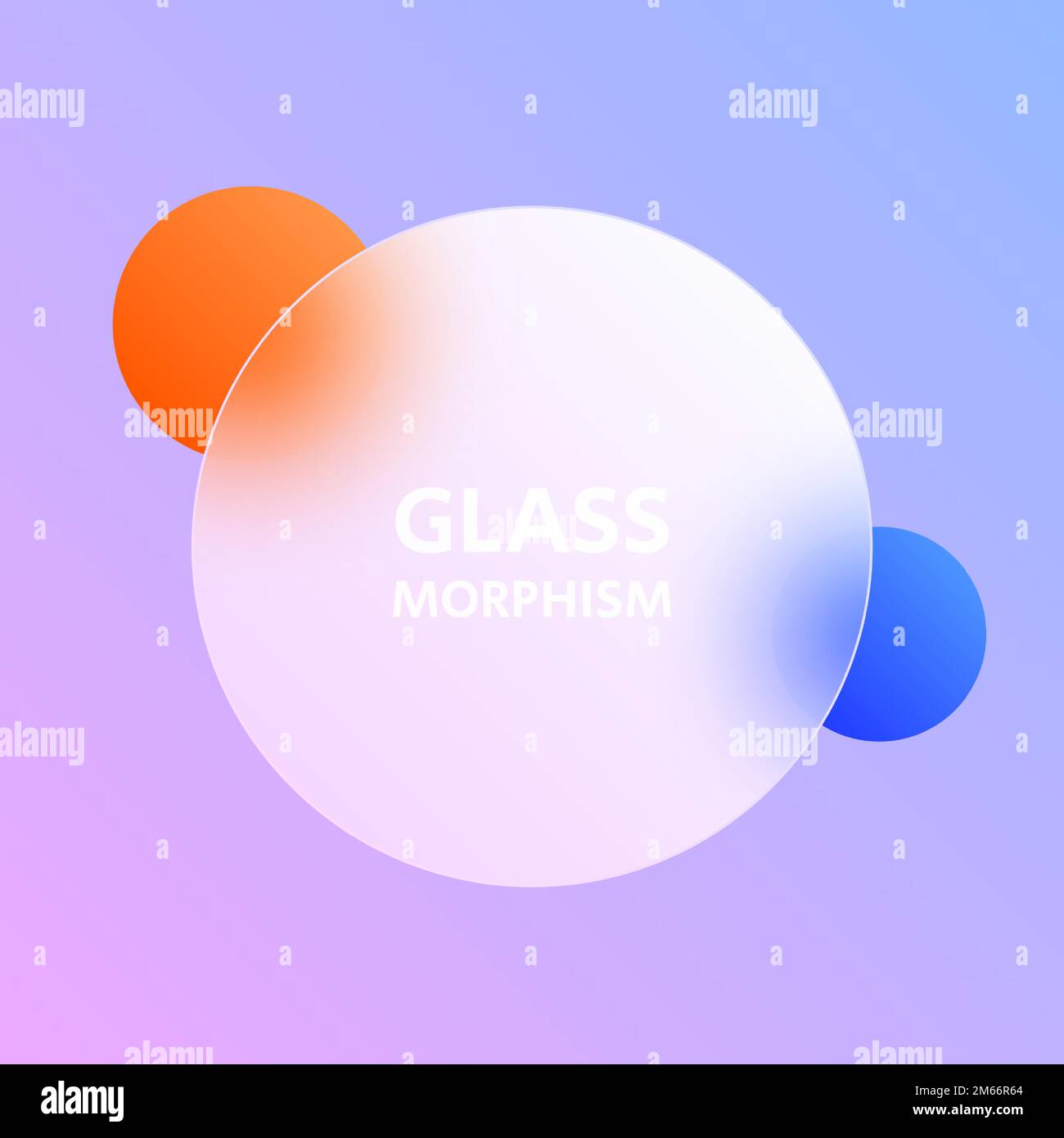 Fond d'effet de glassmorphisme. Cercle en verre mat transparent avec sphères colorées. Vecteur Illustration de Vecteur
