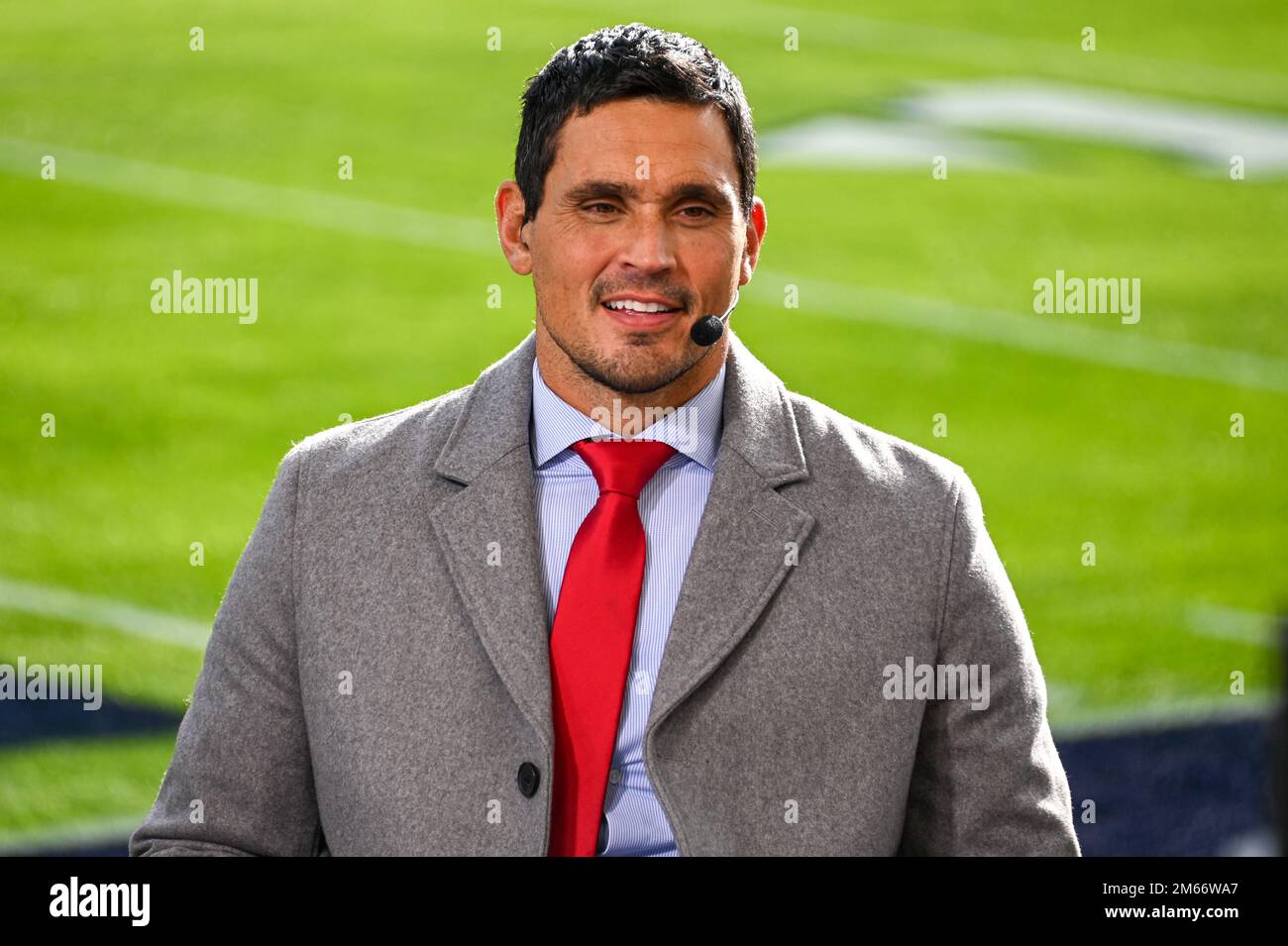 Mark Sanchez, diffuseur d'ESPN, avant le match du Rose Bowl, le lundi 2 janvier 2023 à Pasadena, en Californie. (Dylan Stewart/image du sport) Banque D'Images