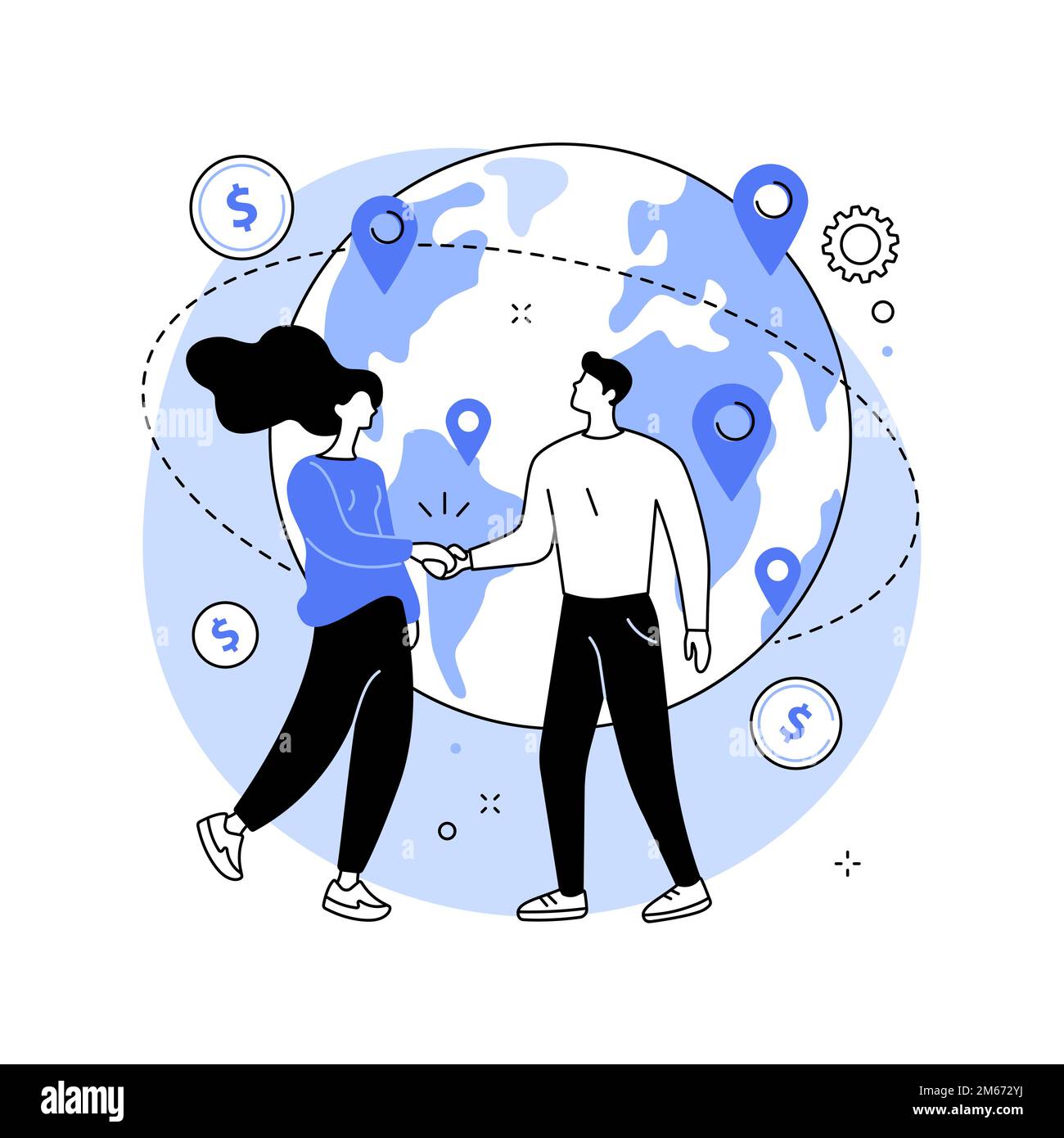 Illustration du vecteur de concept abstrait du commerce international. collaboration commerciale mondiale, travail d'équipe international, coopération et relations, monde b Illustration de Vecteur