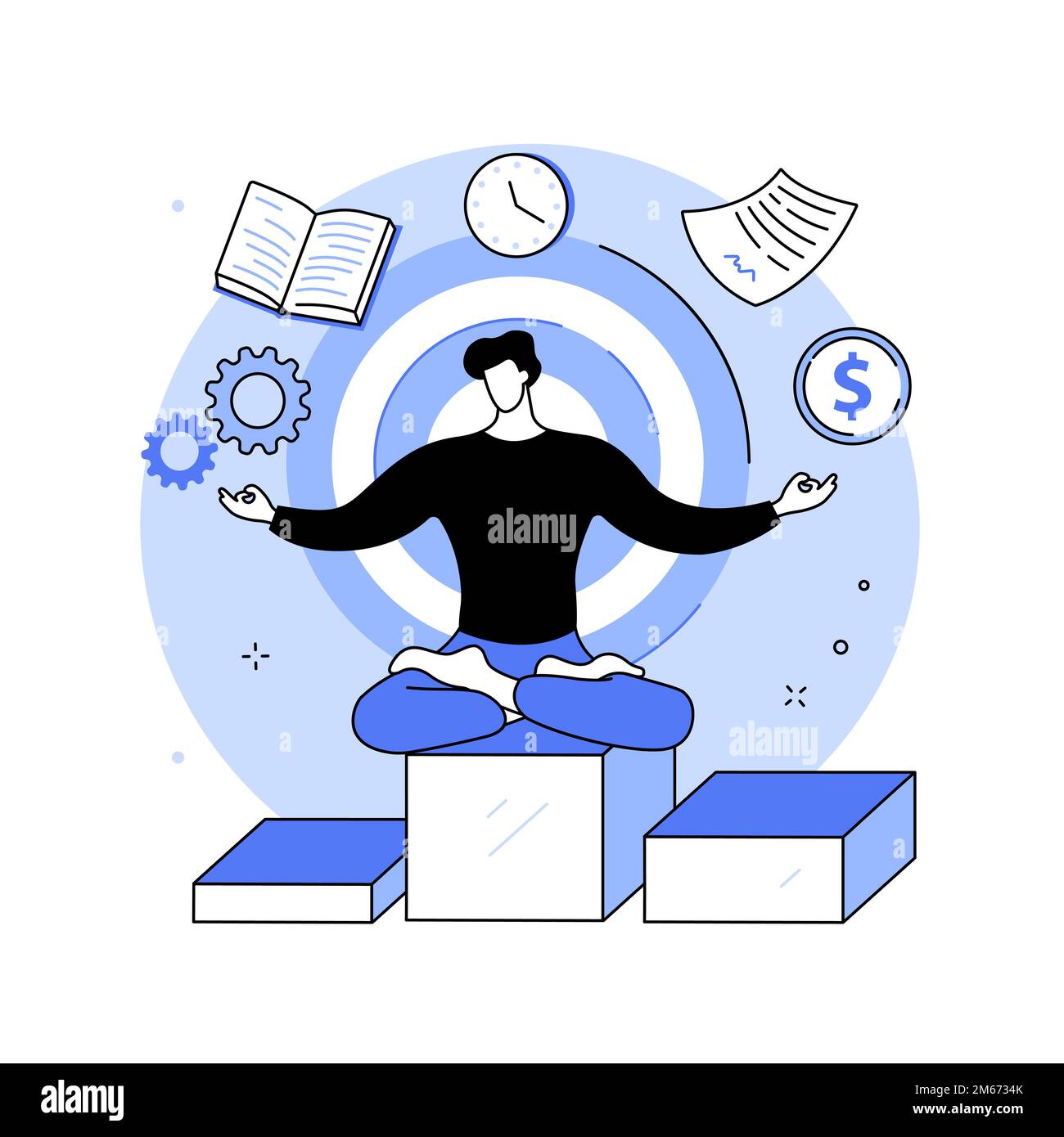 Illustration du vecteur de concept abstrait d'auto-gestion. Gestion personnelle, apprentissage de l'autorégulation, cours d'auto-organisation, motivation automobile, production Illustration de Vecteur