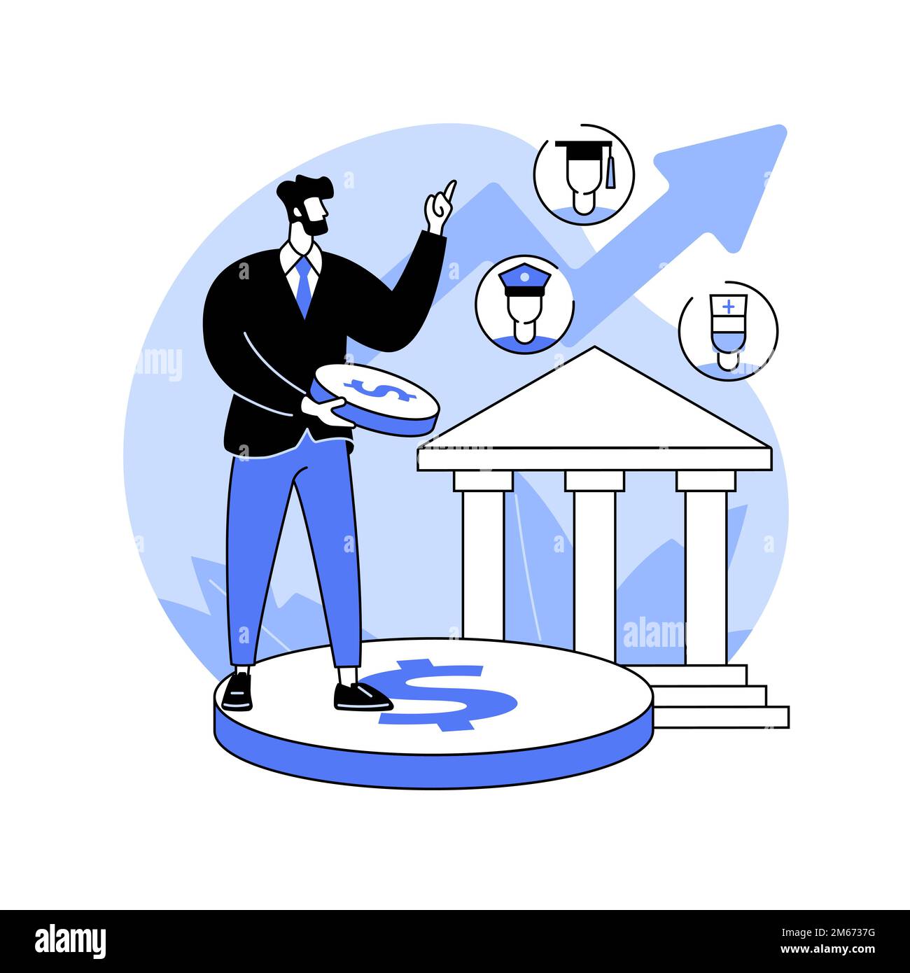 Illustration vectorielle abstraite du concept des dépenses publiques. Dépenses Budget du pays, liste des dépenses du gouvernement, consommation du secteur public, dôme brut Illustration de Vecteur