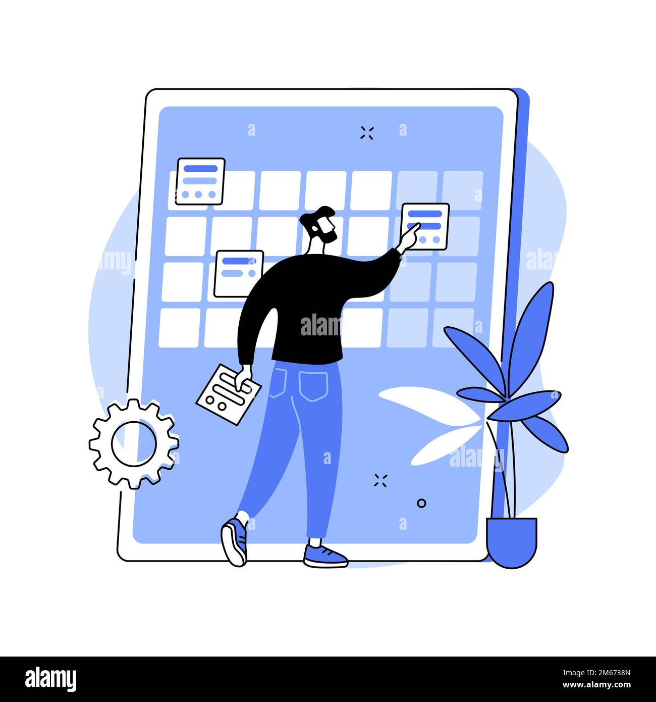 Illustration du vecteur de concept abstrait de gestion du temps. Outil de suivi du temps, logiciel de gestion, planification efficace, productivité au travail, horloge, contro Illustration de Vecteur