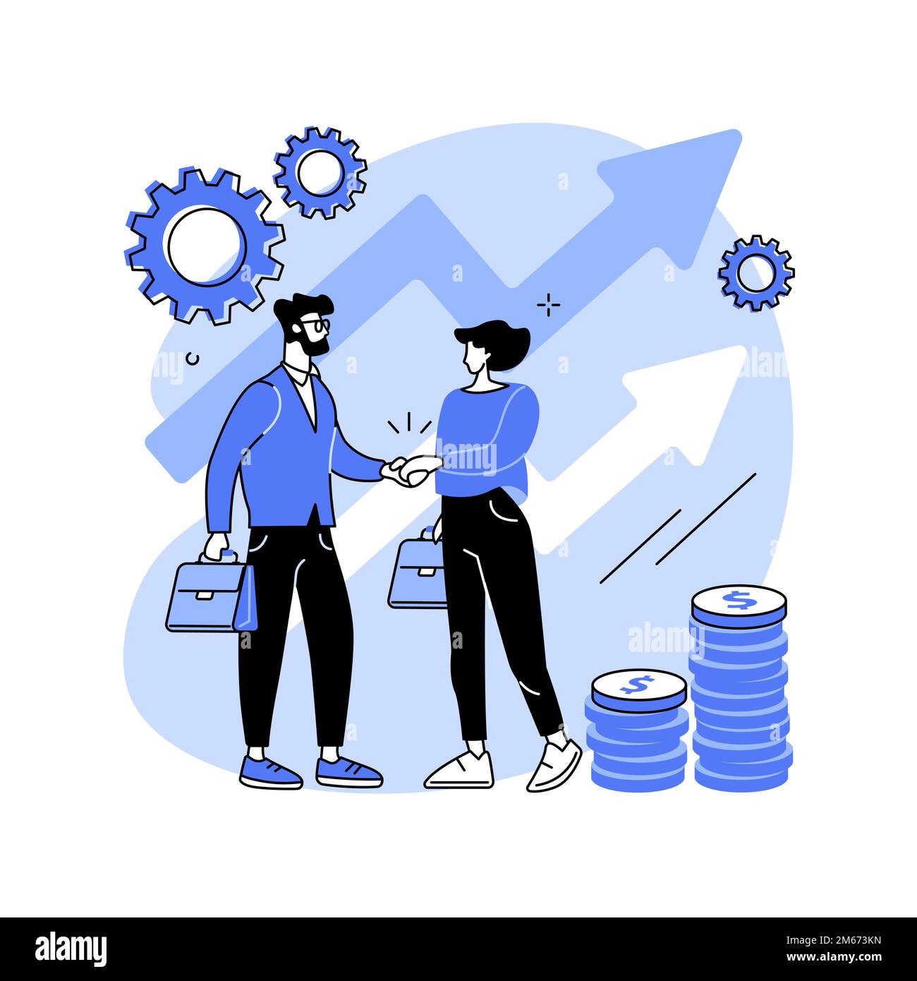 Illustration du vecteur de concept abstrait commercial entre entreprises. Méthode de vente B2B, tendance marketing, commerce interentreprises, prospection de marché, Illustration de Vecteur