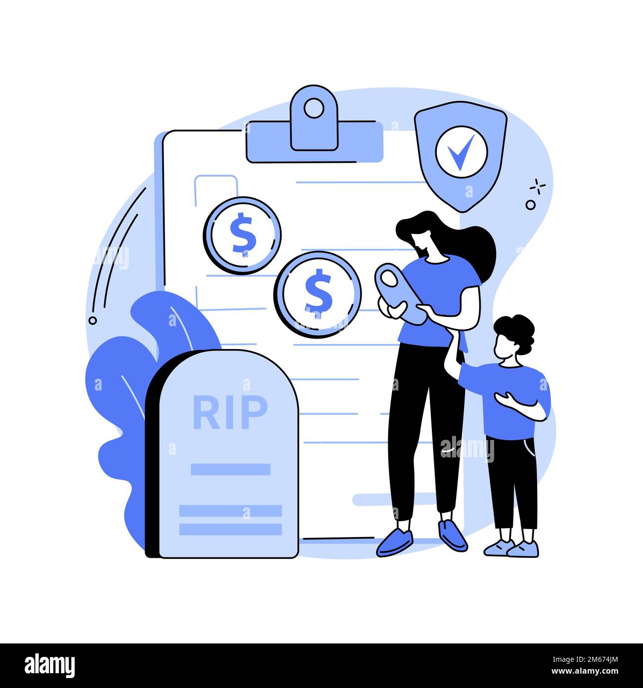 Les survivants profitent de l'illustration abstraite du vecteur de concept. Administration de la sécurité sociale, décès d'un membre de la famille, revenu du travailleur, certificat de décès, deuil Illustration de Vecteur
