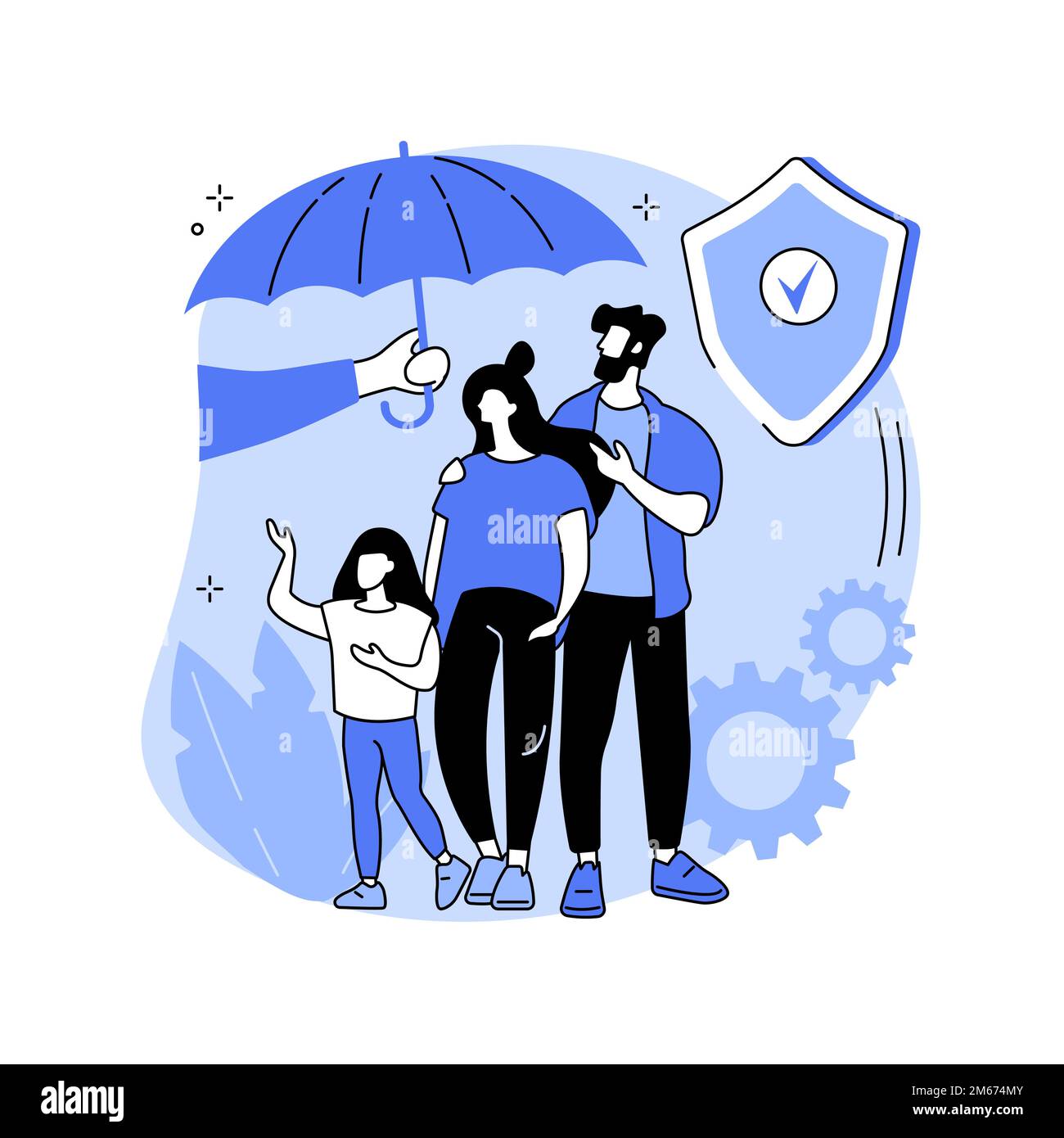 Illustration du vecteur de concept abstrait de l'assurance sociale. Numéro de sécurité sociale, risque d'urgence, prestations versées, fonds de fiducie, chômage, pension, revenu Illustration de Vecteur