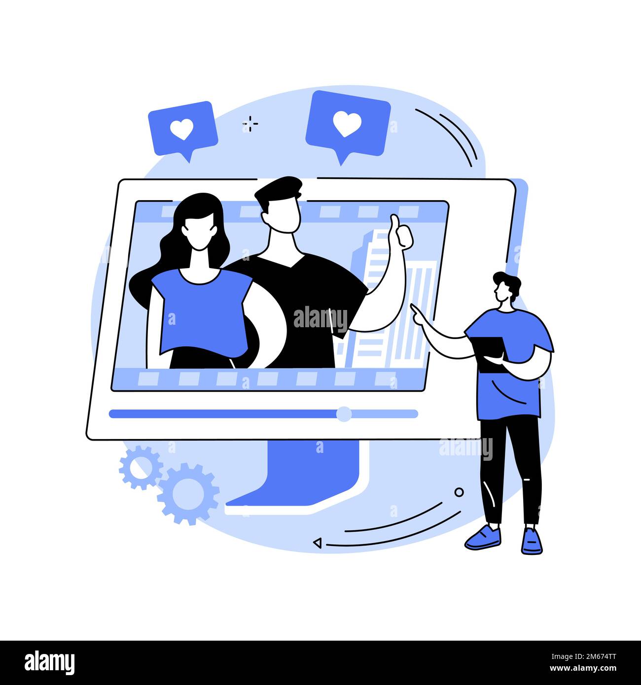 Illustration du vecteur de concept abstrait de narration visuelle. Tendance de conception captivante, meilleure narration visuelle, communication de la marque, interaction avec l'utilisateur, med Illustration de Vecteur