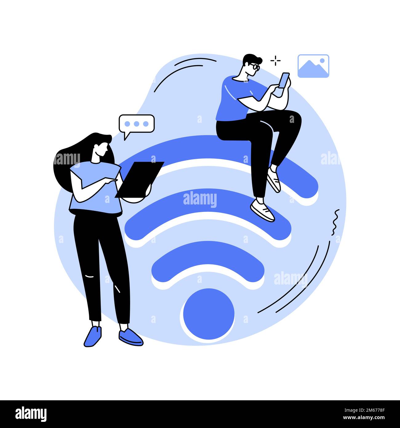 Illustration du vecteur de concept abstrait de connexion Wi-fi. Technologie de communication Internet, service Wi-Fi public gratuit, connexion sans fil, mobil Illustration de Vecteur