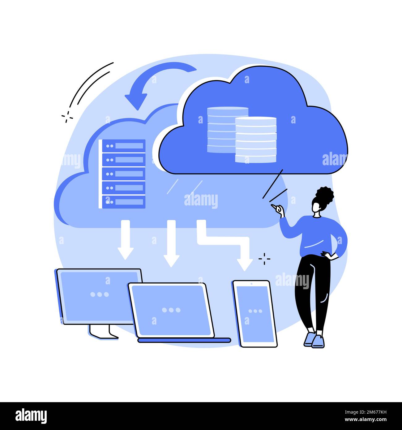 Illustration du vecteur de concept abstrait de l'informatique de bord. Stockage local des données, temps de réponse, optimisation des applications Web et des périphériques Internet, source de données, Mo Illustration de Vecteur