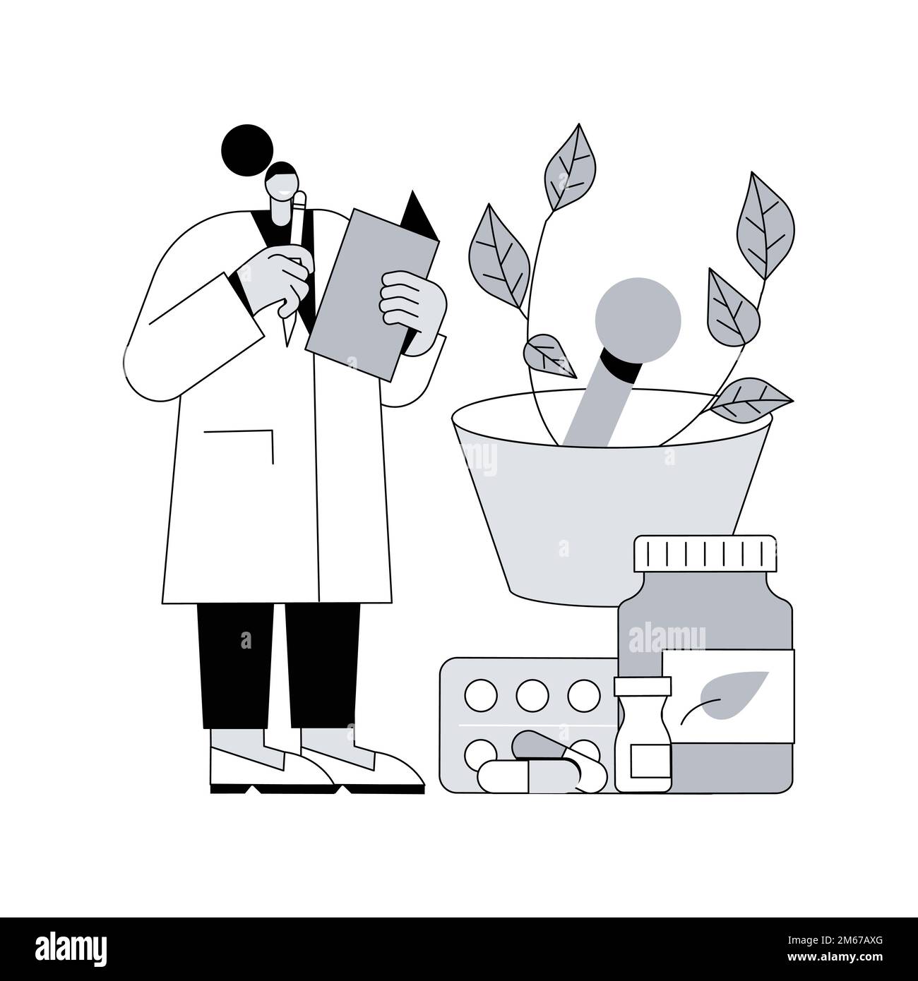 Illustration du vecteur de concept abstrait de l'homéopathie. Médecine homéopathique, traitement alternatif, approche holistique, méthode de l'homéopathie, médicament naturel, natu Illustration de Vecteur