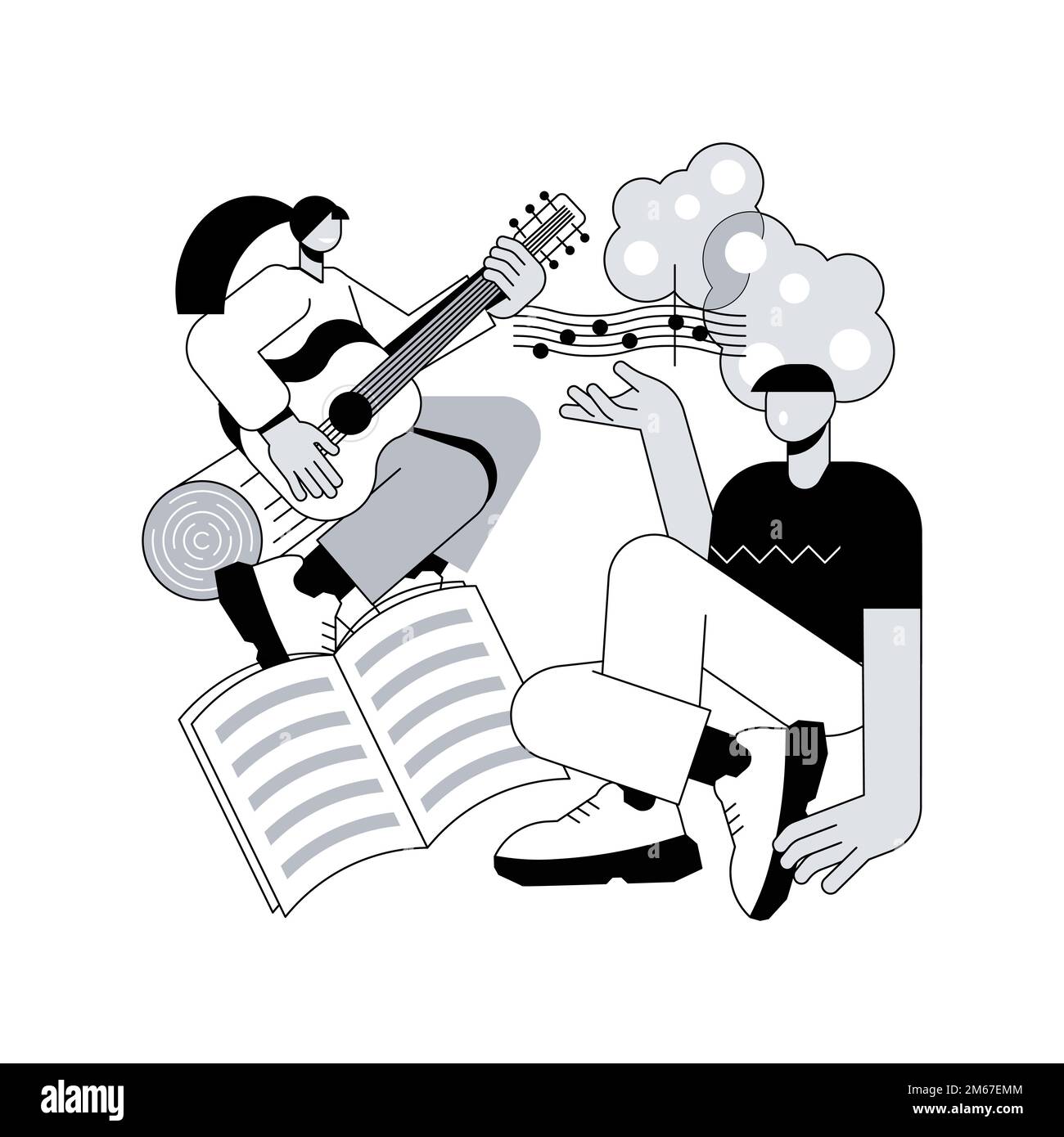 Illustration vectorielle abstraite de concept de camp musical. Jeunes musiciens, camp d'été musical, cours de chant, instrument de jeu, spectacle final en direct Illustration de Vecteur