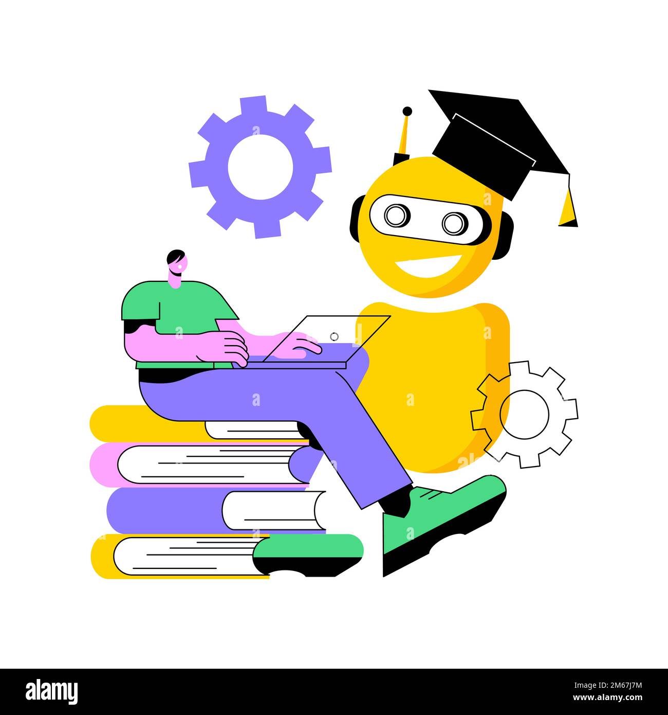 Illustration vectorielle de concept abstrait d'auto-apprentissage de Chatbot. Capacité de Chatbot, assistants virtuels, développement logiciel de chat ai, auto-apprentissage machine, Illustration de Vecteur