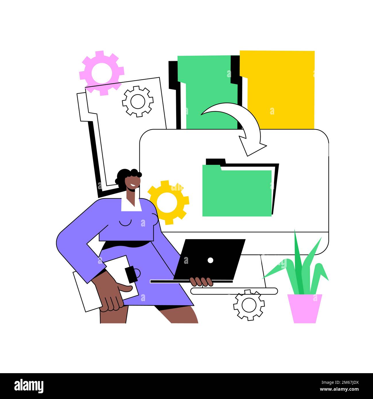 Illustration du vecteur de concept abstrait de transformation numérique. Stratégie numérique, solution de développement, flux de travail sans papier, numérisation d'entreprise, tran Illustration de Vecteur