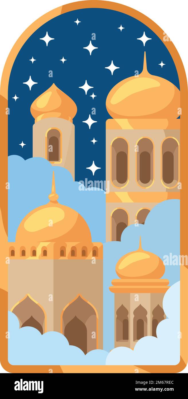 les tours de la mosquée musulmane sont dans le cadre Illustration de Vecteur