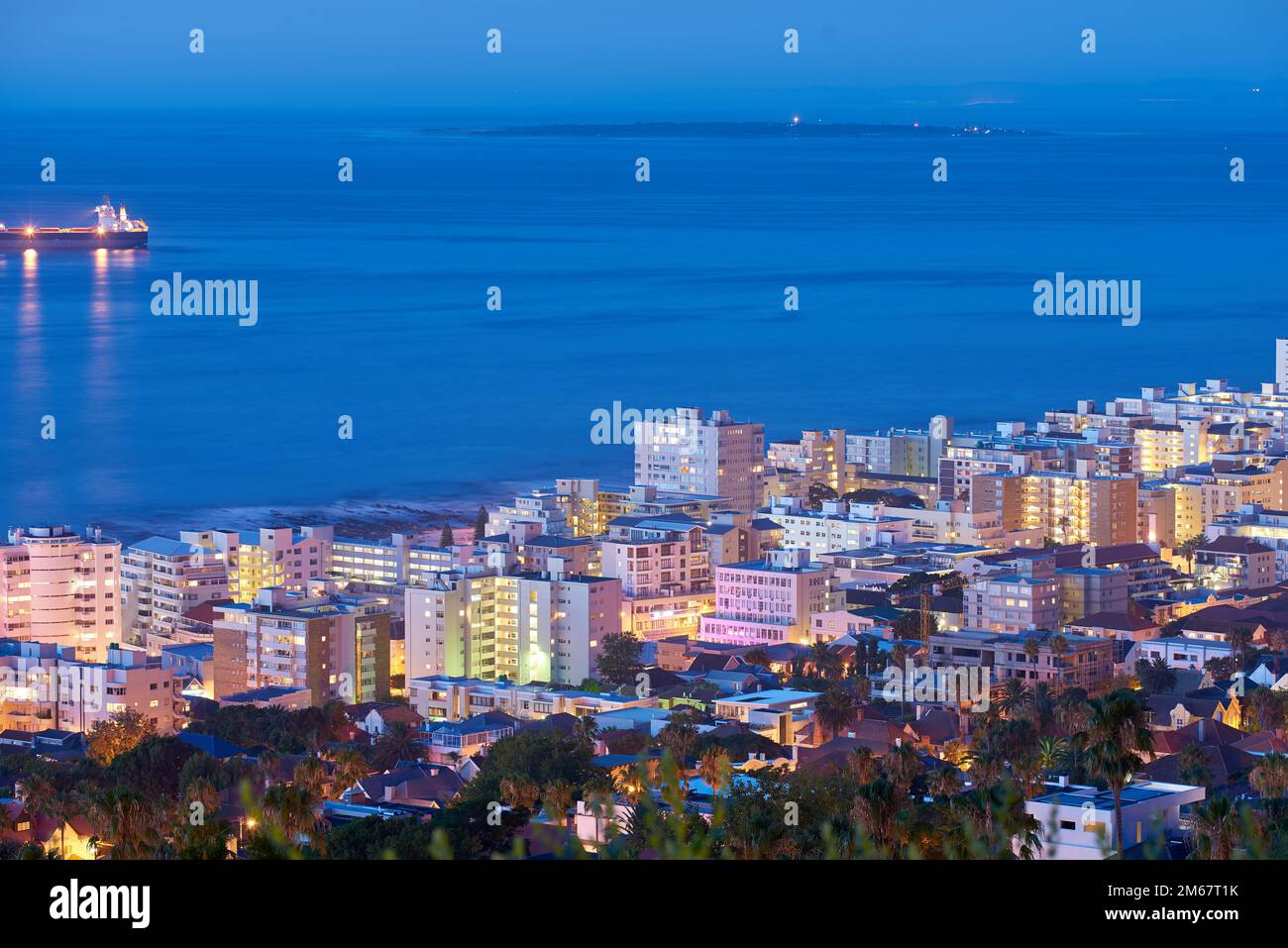 Point de mer la nuit. Magnifique point de mer, le Cap, Afrique du Sud. Banque D'Images