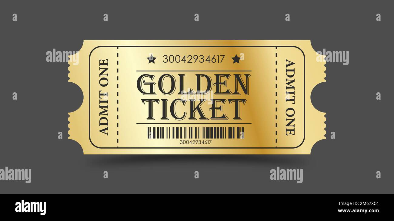 Golden Ticket. Illustration vectorielle pour les sites Web, les  applications, les cinémas, les clubs, les événements de masse et le design  créatif. Style plat Image Vectorielle Stock - Alamy