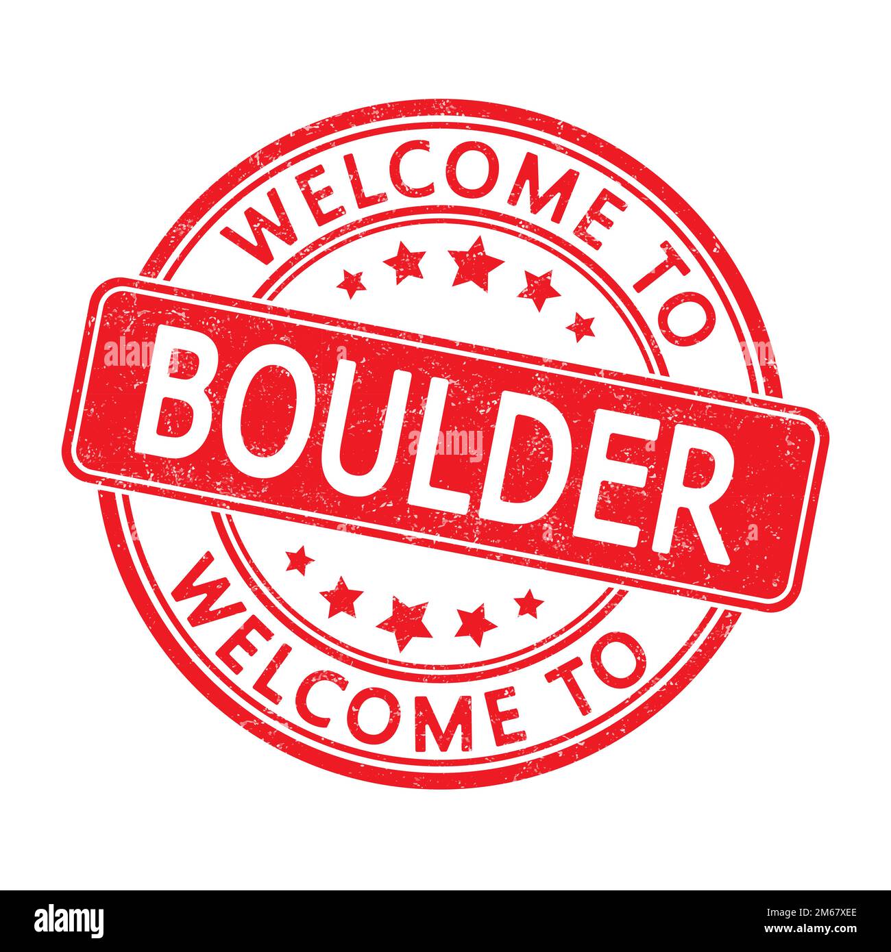 Bienvenue à BOULDER. Impression d'un timbre rond avec une éraflure. Style plat Illustration de Vecteur