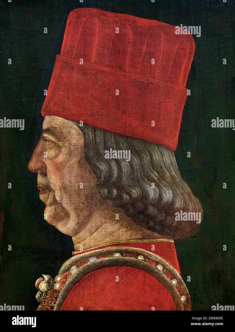 Ritratto di Borso d’Este - tempera su tela incollata su tavola - Baldassarre d’Este - 1471 - Milano, Pinacoteca del Castello Sforzesco Banque D'Images