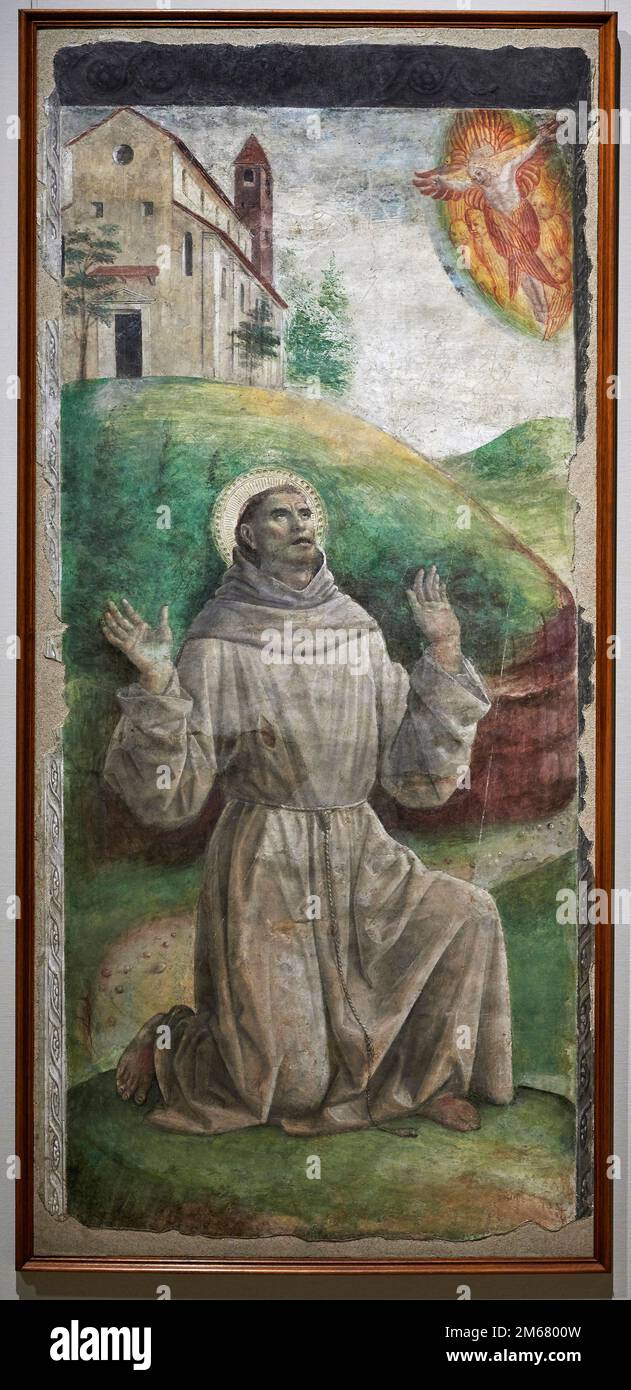 San Francesco riceve le stigmate - affresco staccato - Vincenzo Foppa - 1489 - Milano, Pinacoteca del Castello Sforzesco Banque D'Images