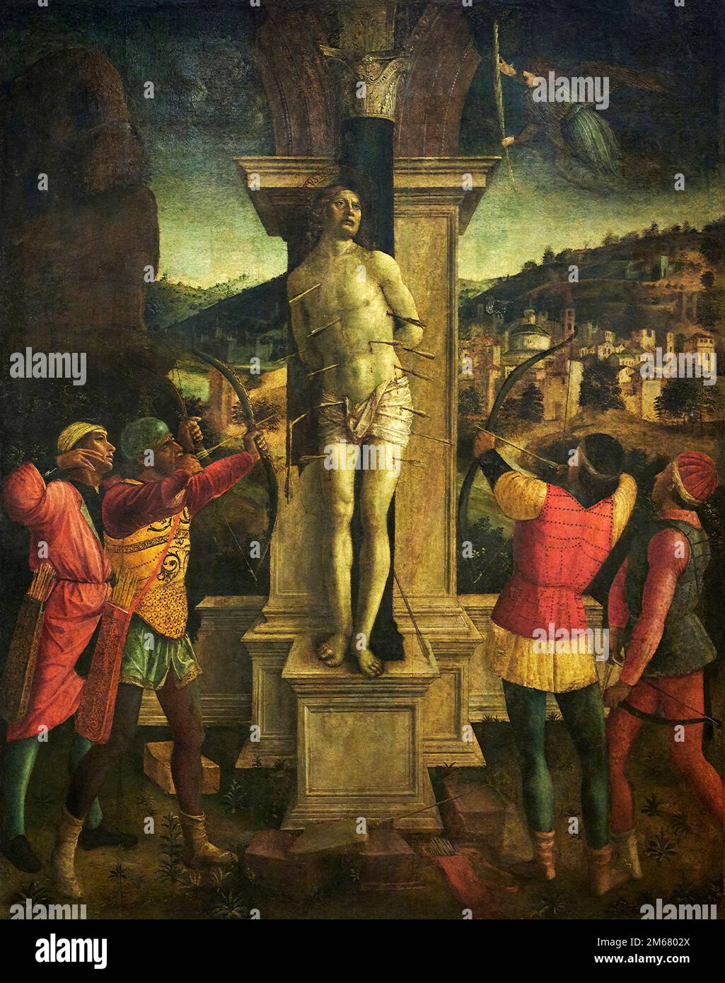Martirio di S. Sebastiano - olio su tavola trasportato su tela - Vinenzo Foppa - 1490 - Milano, Pinacoteca del Castello Sforzesco Banque D'Images