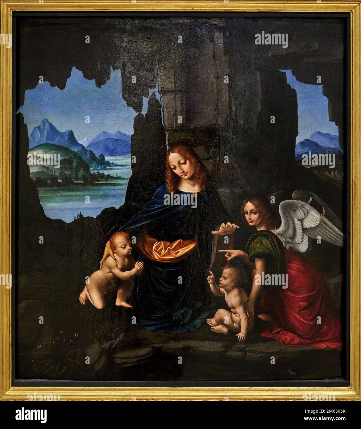 Madonna col Bambino, San Giovannino e l’angelo - tempera e olio su tavola - Marco d’Oggiono - 1510 - Milano, Pinacoteca del Castello Sforzesco Banque D'Images