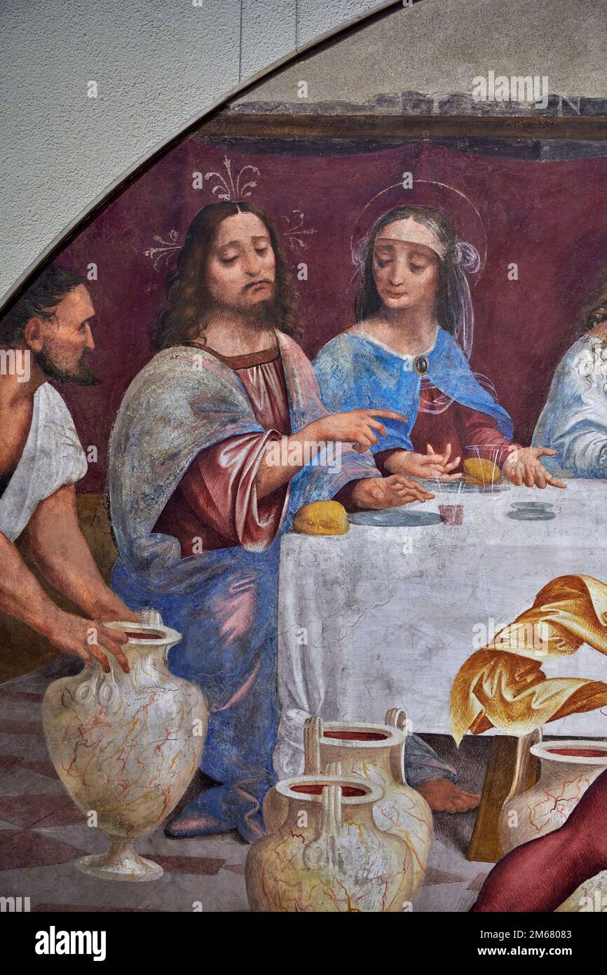 Particolare da « Nozze di Cana » - affresco staccato - Marco d'Oggiono - 1522 - Milano, Pinacoteca del Castello Sforzesco Banque D'Images