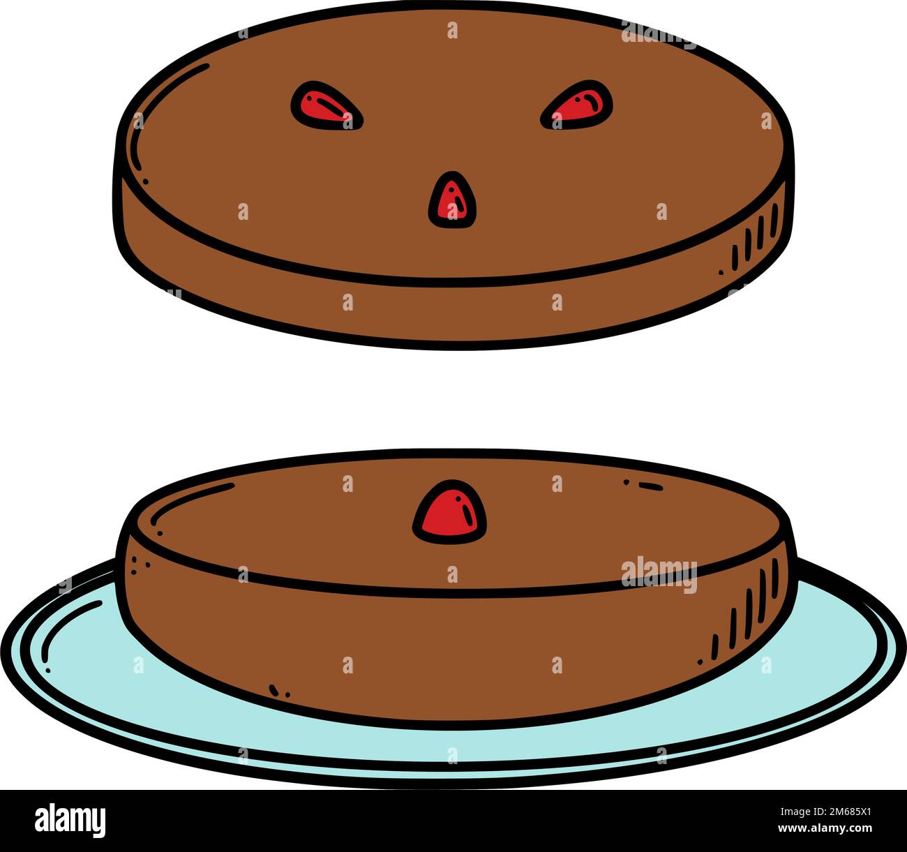 Nian gao, illustration vectorielle chinoise du gâteau du nouvel an. Dessert chinois du nouvel an niangao dans le style Doodle. Illustration de Vecteur