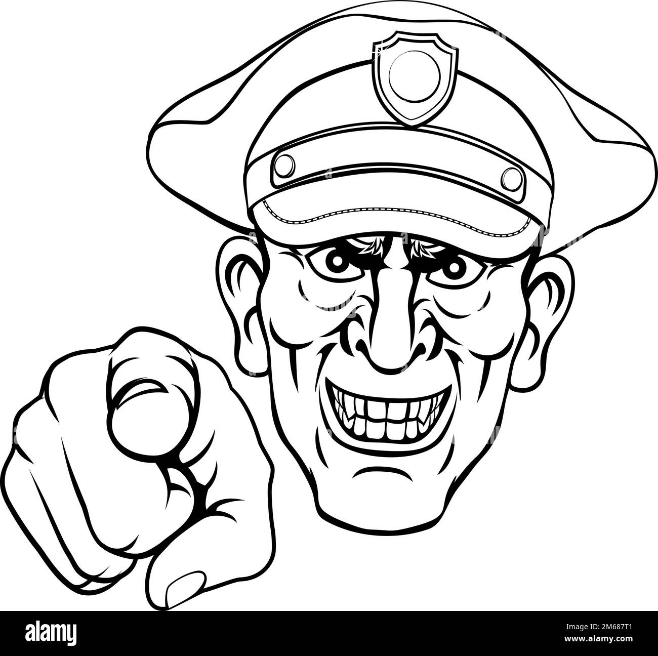 Dire policier Policier Ponting Cartoon Illustration de Vecteur