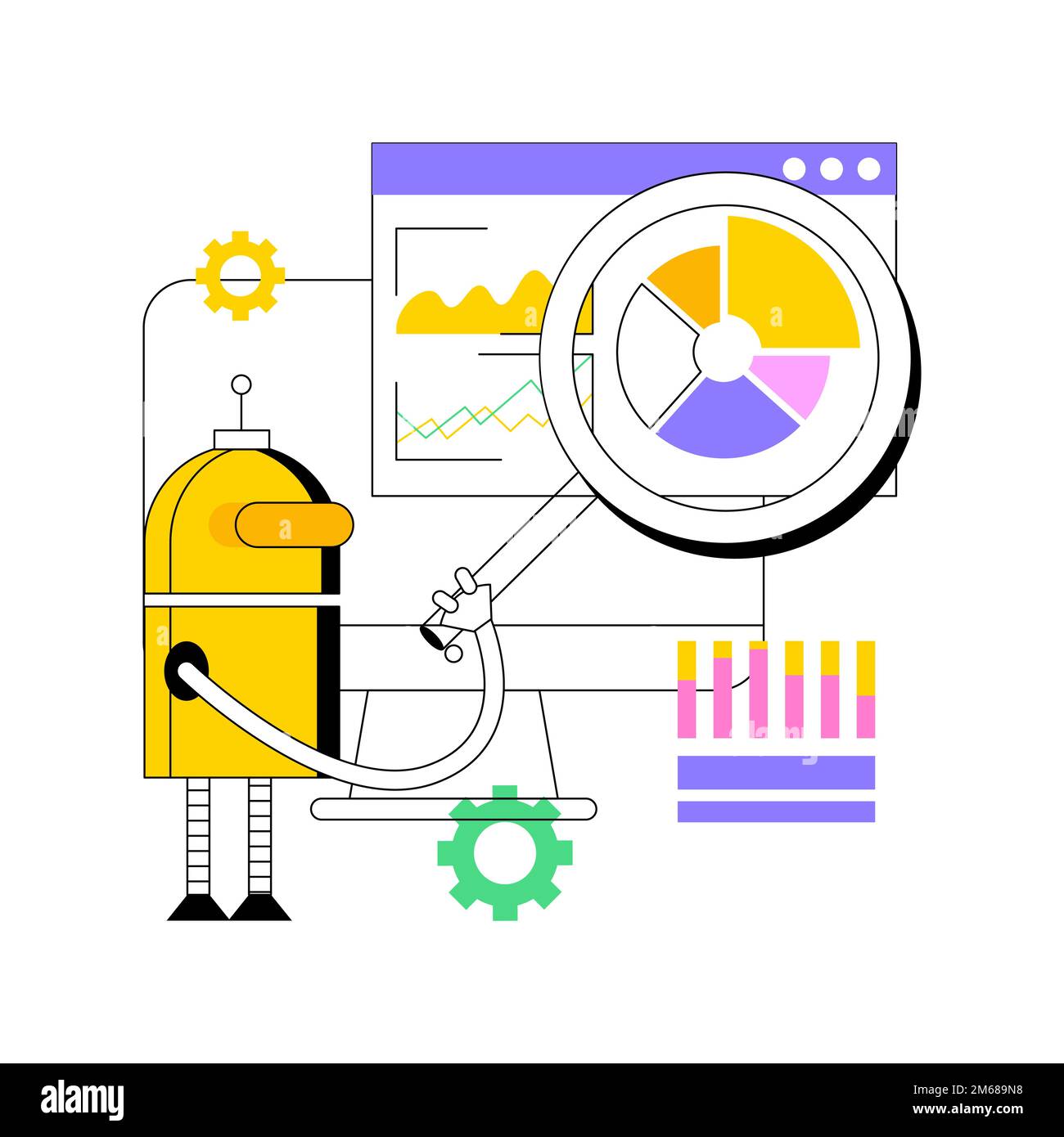 Illustration du vecteur de concept abstrait de l'automatisation des processus robotisés. Automatisation des processus métier, service de robot, traitement automatisé, BT numérique basé sur l'IA Illustration de Vecteur