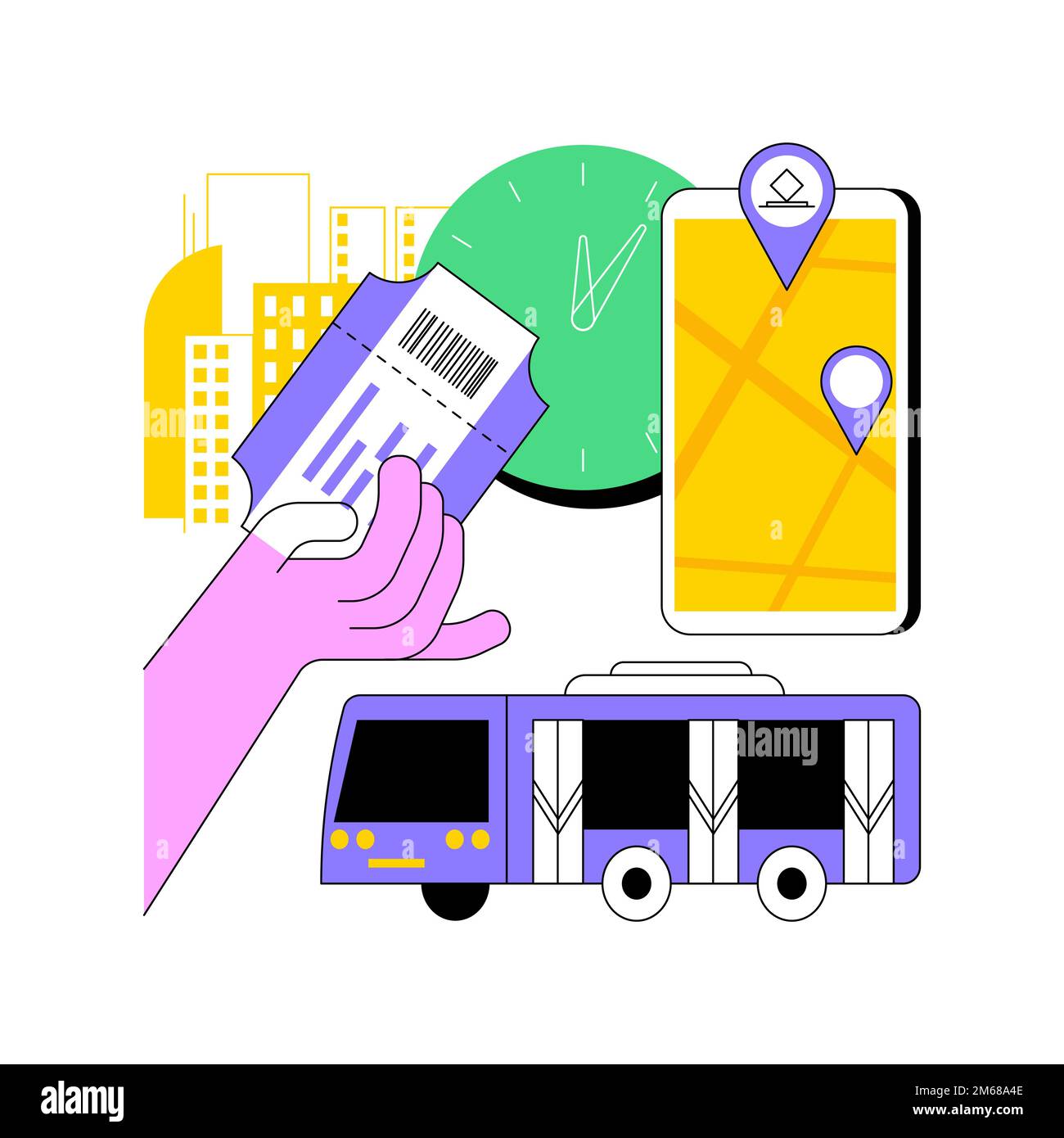 Illustration du vecteur de concept abstrait des transports publics. Transport urbain, accès public, système d'autobus régional, réseau de transport de pays, acheter un billet Illustration de Vecteur