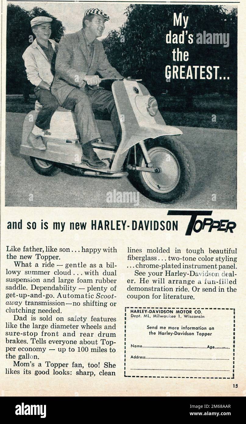 1960 Harley-Davidson Topper Vintage Advertising - Motor Life juillet 1960  Photo Stock - Alamy