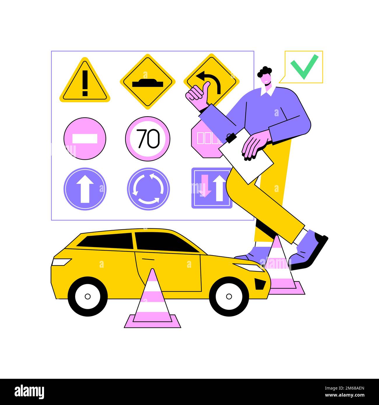 Leçons de conduite illustration abstraite du vecteur de concept. École de conduite, cours pour débutants, cours de recyclage, cours intensif, préparation à l'examen, avancé l Illustration de Vecteur