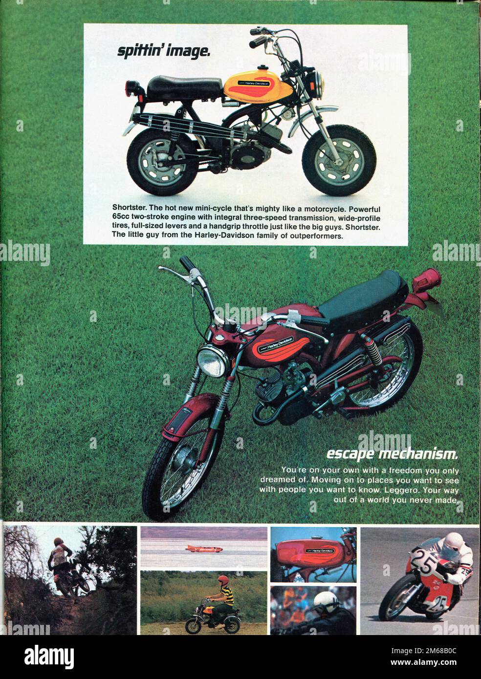 1972 Harley Davidson Shortster Leggero Vintage Advertising - Hot Rod Magazine avril 1972 Banque D'Images