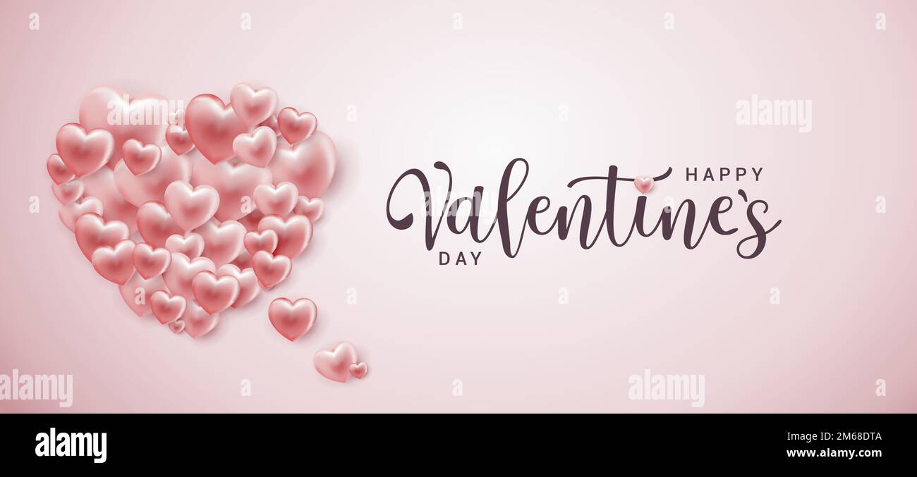 Coeur de Saint-Valentin volant sur fond de pimk. Carte postale Vector Love pour le motif carte de vœux de la Saint-Valentin. Illustration de Vecteur