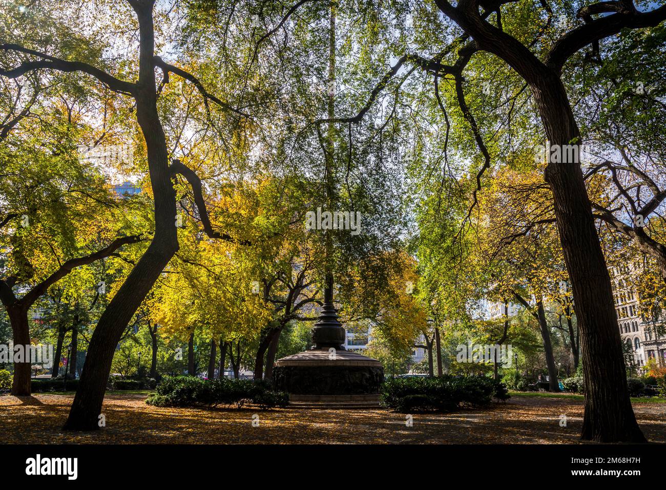 Union Square, une place piétonne historique et parc à l'intersection de Broadway et de Fourth Avenue, New York City, USA Banque D'Images