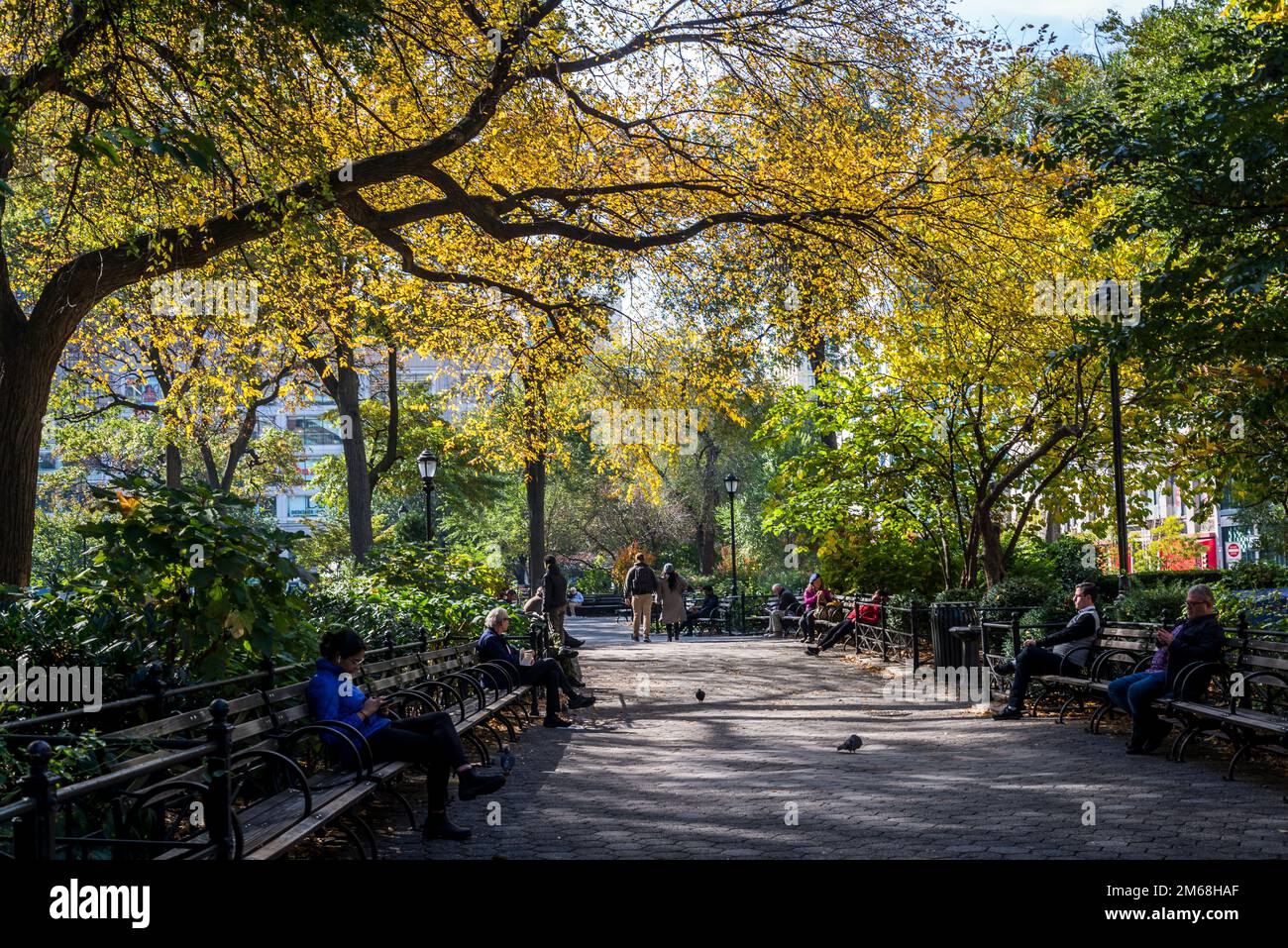 Union Square, une place piétonne historique et parc à l'intersection de Broadway et de Fourth Avenue, New York City, USA Banque D'Images