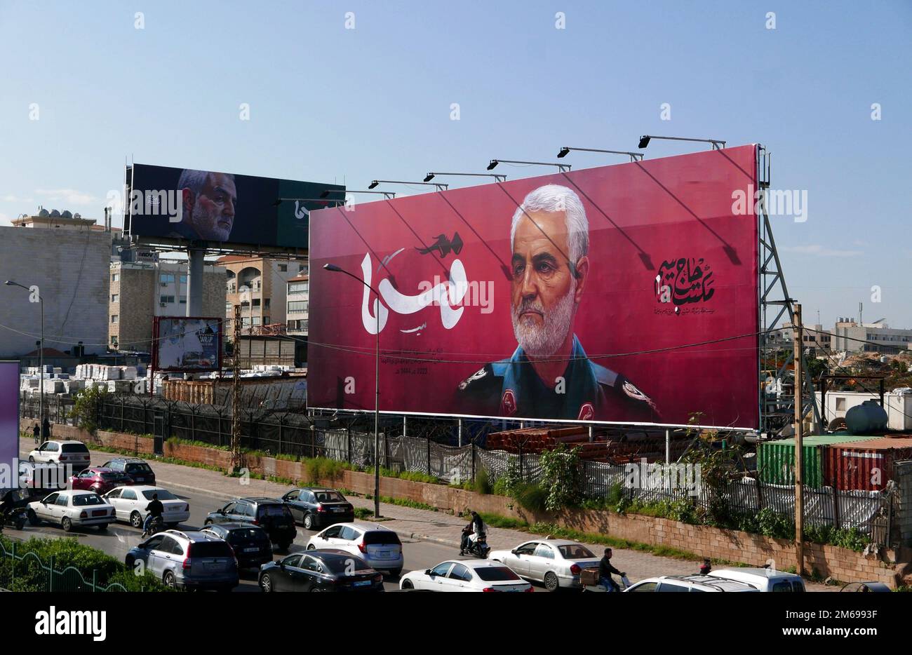 Le mouvement chiite du Hezbollah rend hommage à l'officier militaire iranien Qasem Soleimani, Beyrouth, Liban, 3 janvier 2023. Soleimani a été tué le 3 janvier 2020 par un tir de drone américain en Irak, près de l'aéroport international de Bagdad. (Photo d'Elisa Gestri/SIPA USA) Banque D'Images