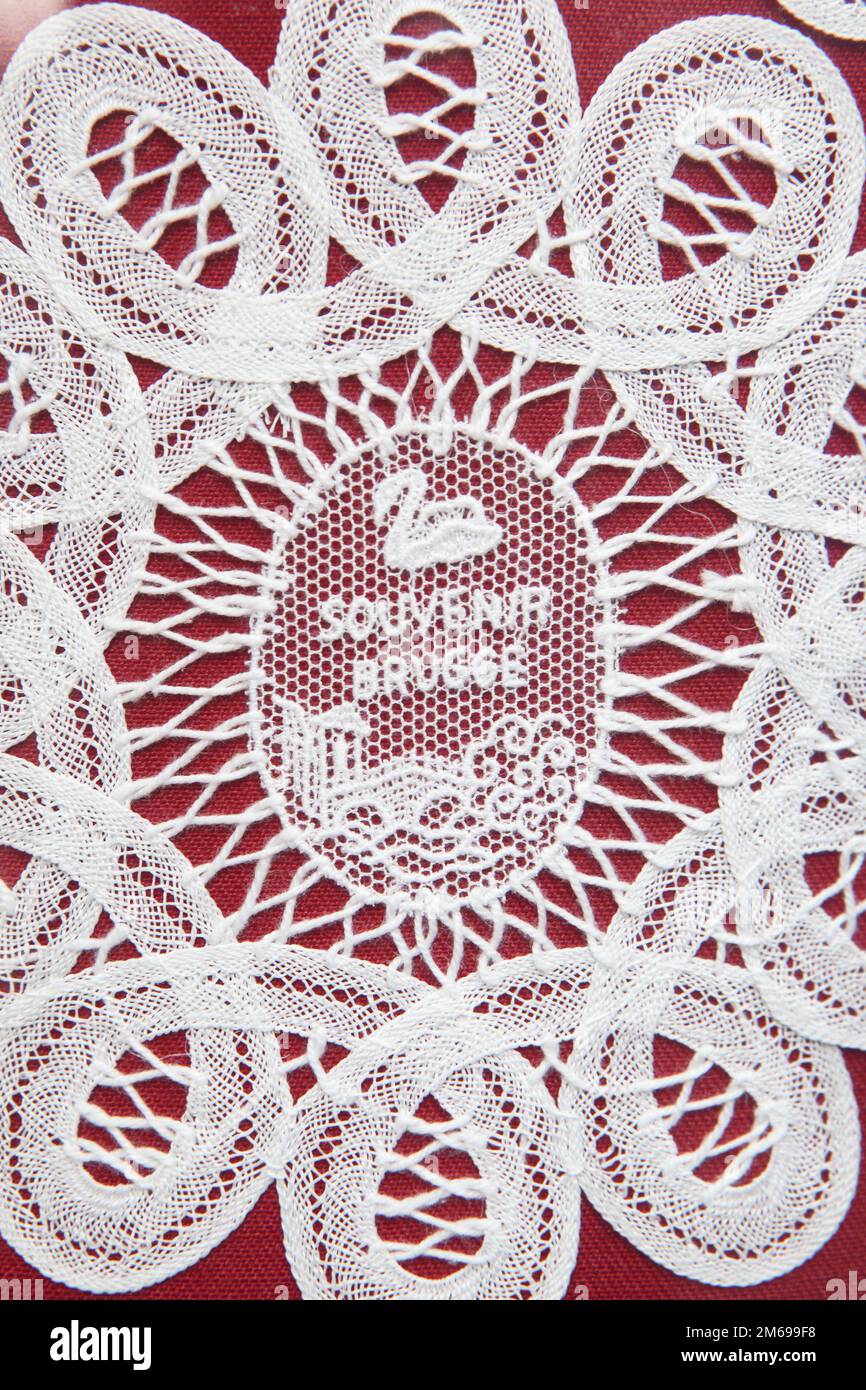 Vitrine avec dentelle de Bruxelles Banque D'Images