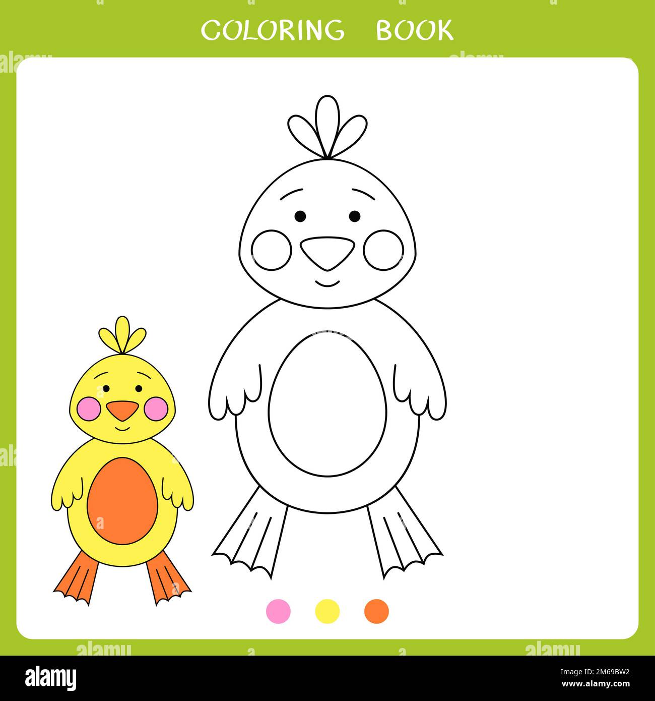 Jeu éducatif simple pour les enfants. Canard mignon pour livre de coloriage Banque D'Images