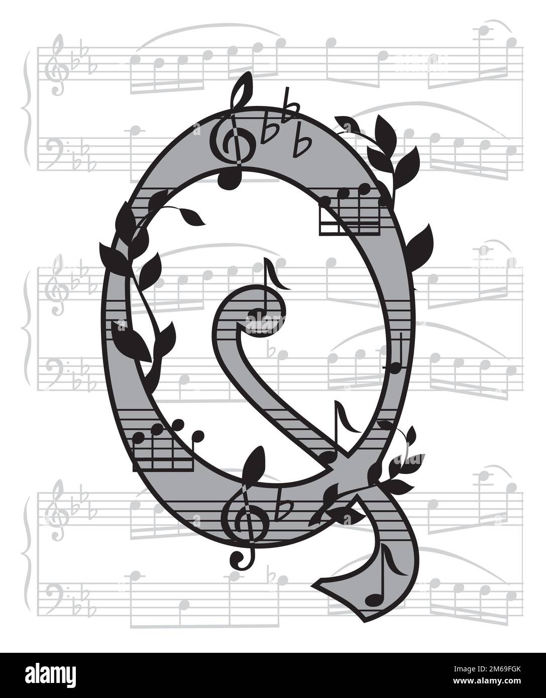 Lettre avec musique Banque D'Images