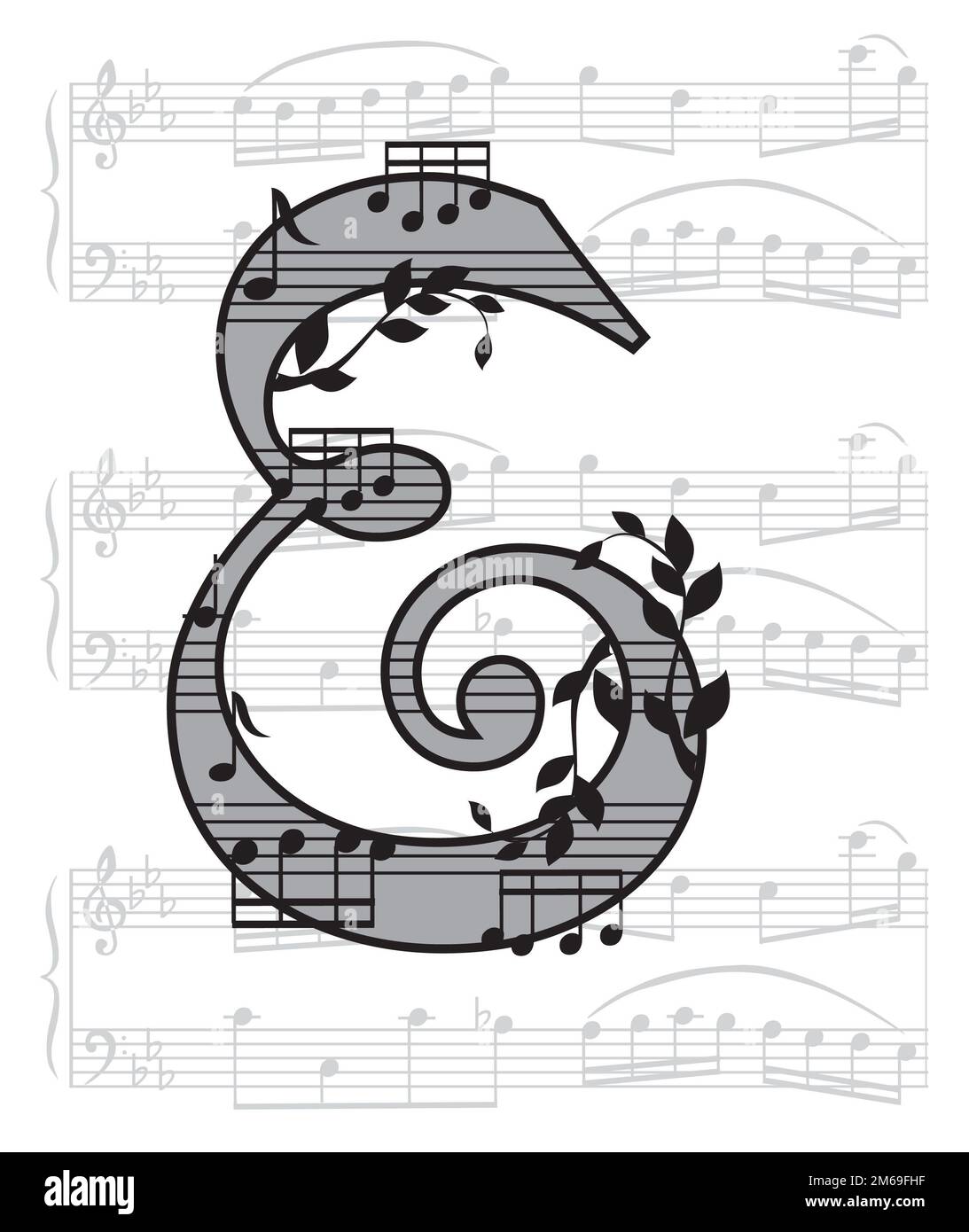 Lettre avec musique Banque D'Images