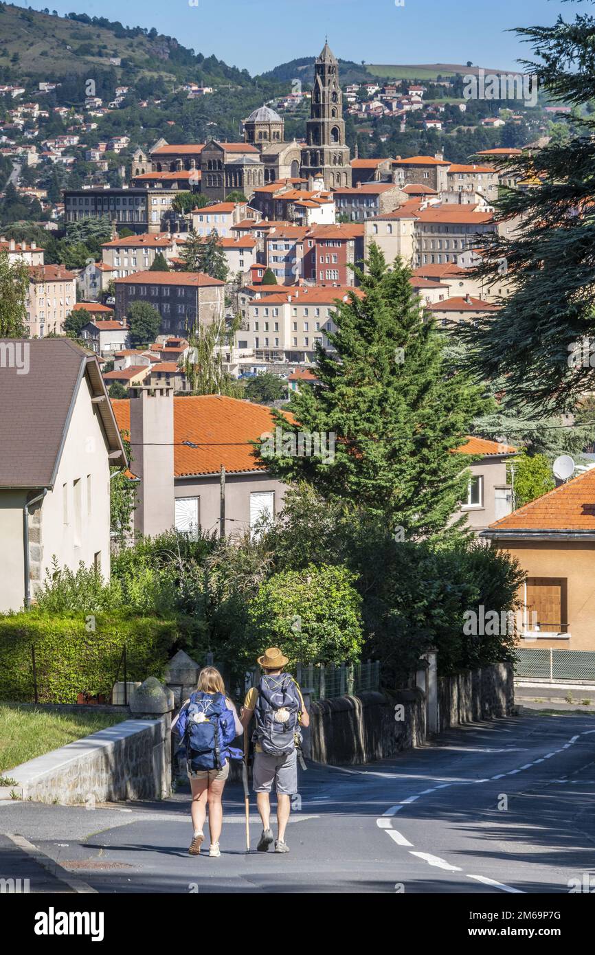 Haute-Loire (43). Le Puy-en-Velay. Au départ du chemin de Compostelle (via Podiensis) Banque D'Images