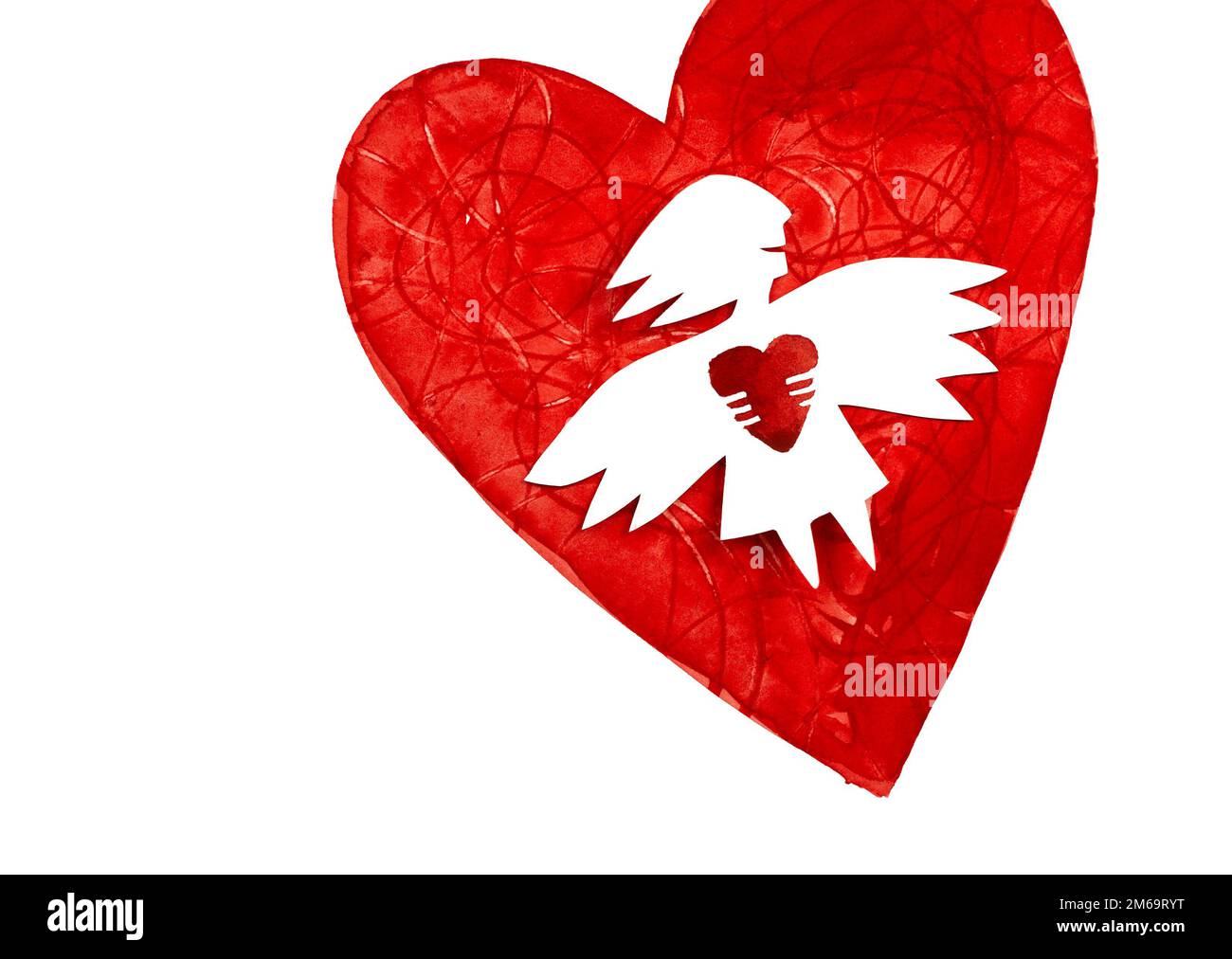 Ange de l'amour avec coeur Banque D'Images