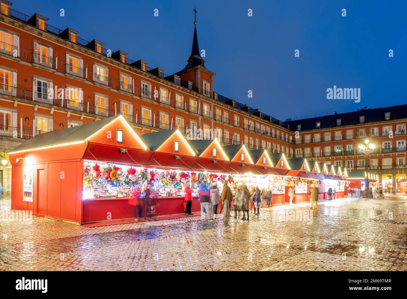 Marché de Noël à la Plaza Mayor, Madrid, Espagne Banque D'Images