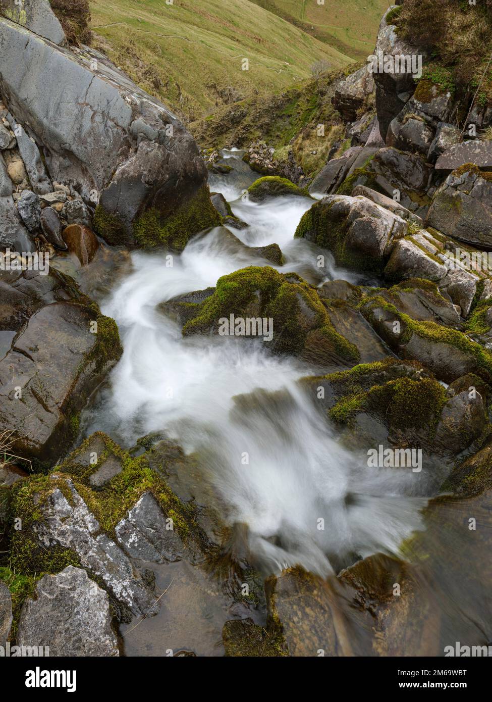 Cautley Tiller, la plus haute chute d'eau surterrain d'Angleterre, The Howgill Fells, Cumbria, Angleterre Banque D'Images