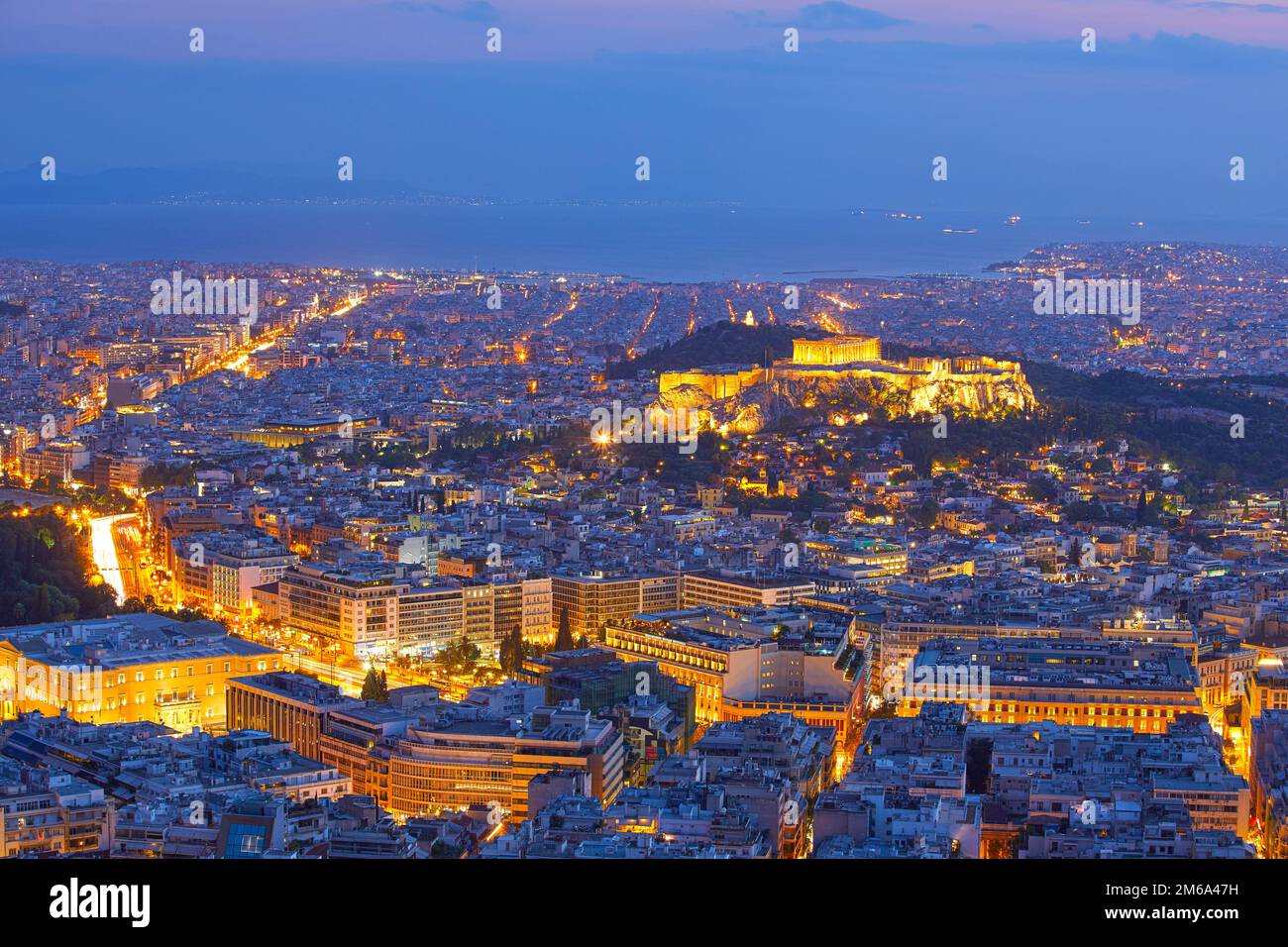 Paysage urbain d'Athènes avec le Parthénon, Grèce Banque D'Images