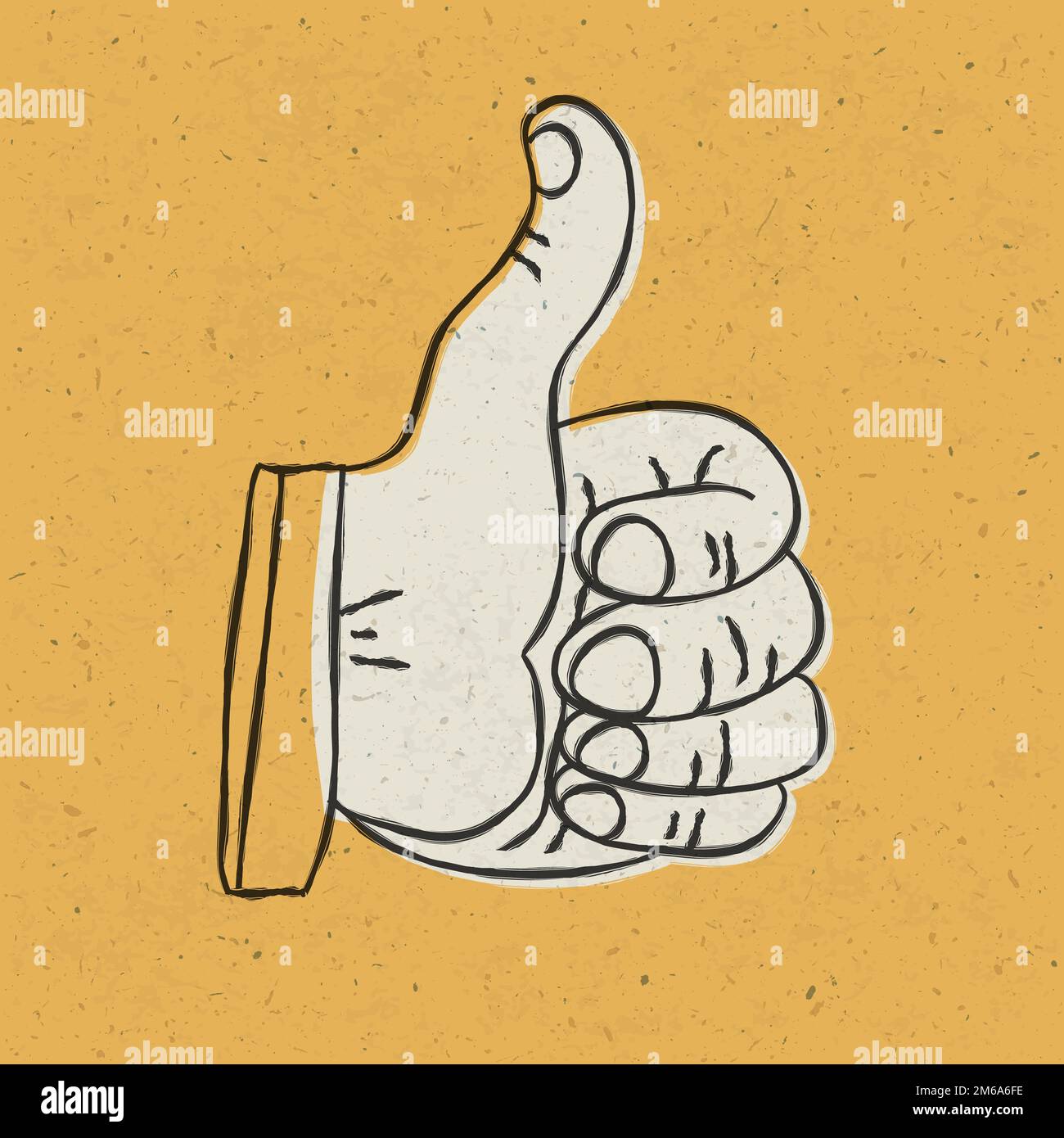 Style rétro thumb up symbole sur fond texturé jaune. Illustration vectorielle, EPS10 Banque D'Images
