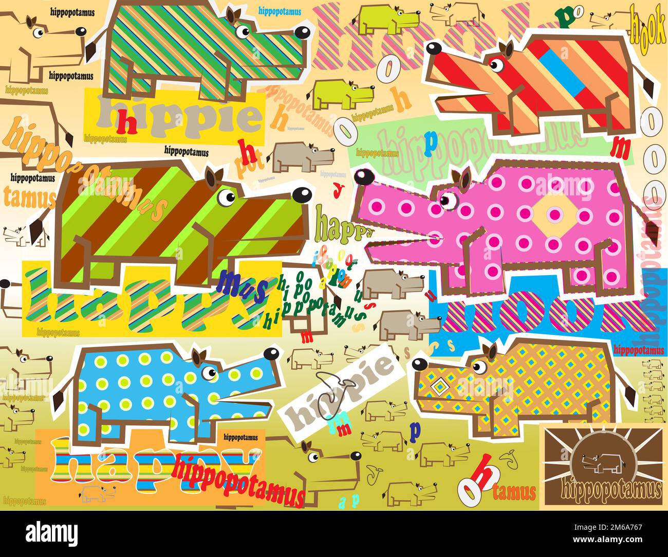 Hippopotame coloré Banque D'Images