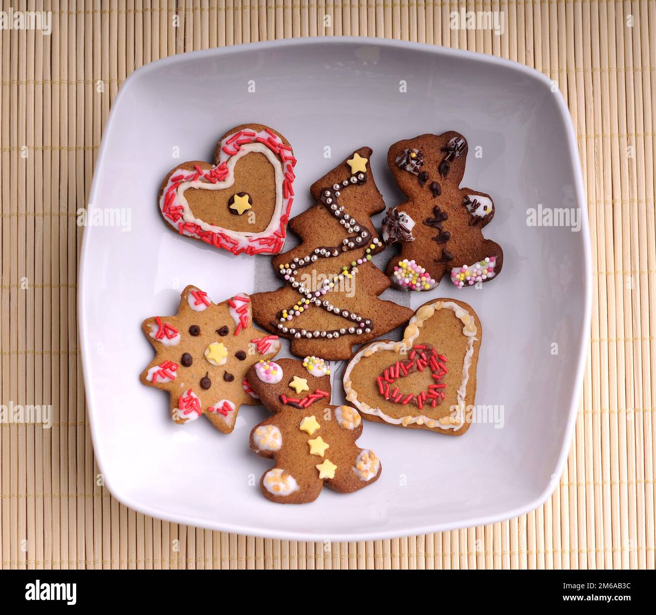Biscuits de Noël sur un plateau - Vue de dessus Banque D'Images