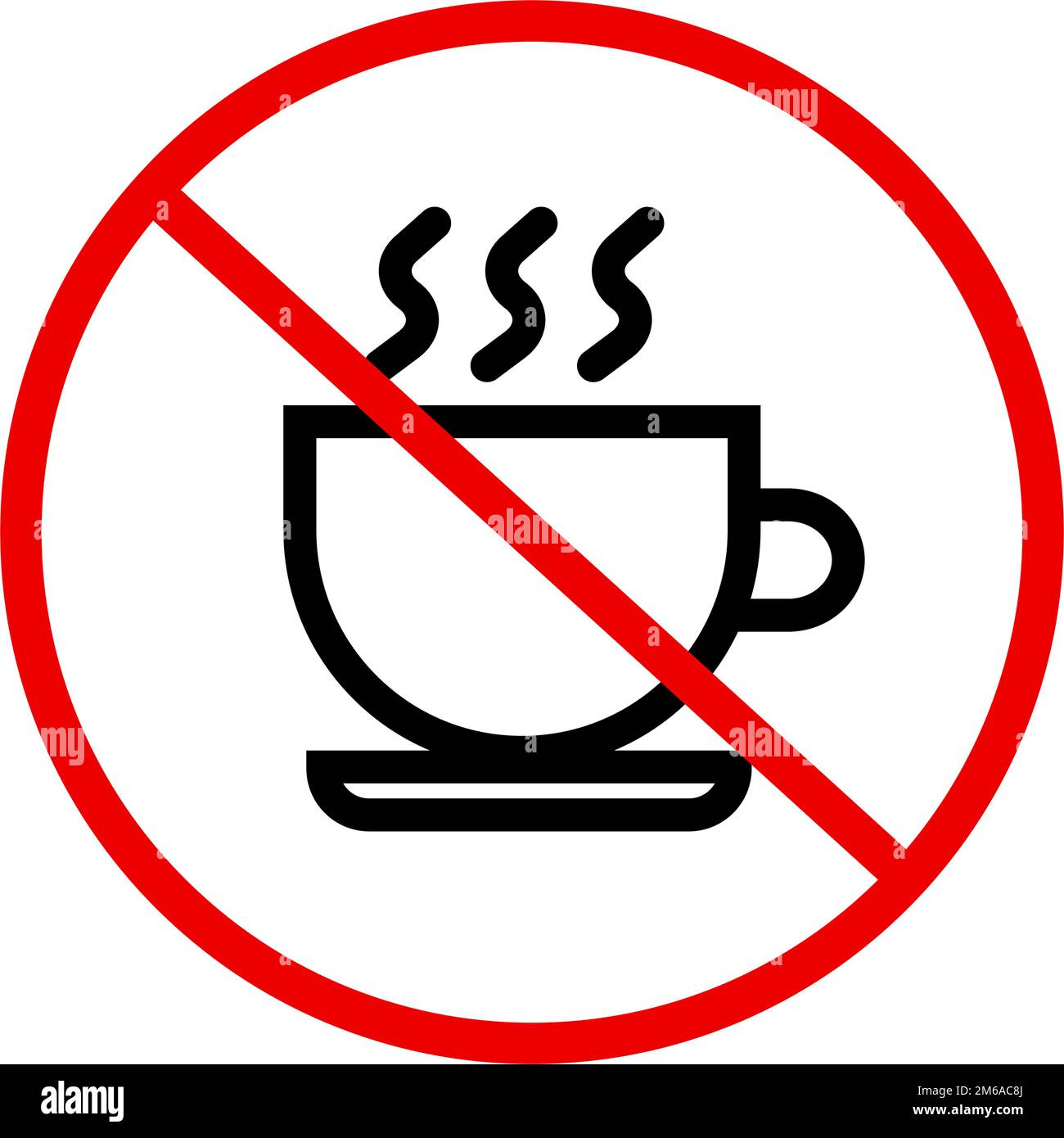 Interdiction de boissons. Boissons interdites. Pas de boisson. Tasse à café et panneau d'interdiction. Vecteur modifiable. Illustration de Vecteur