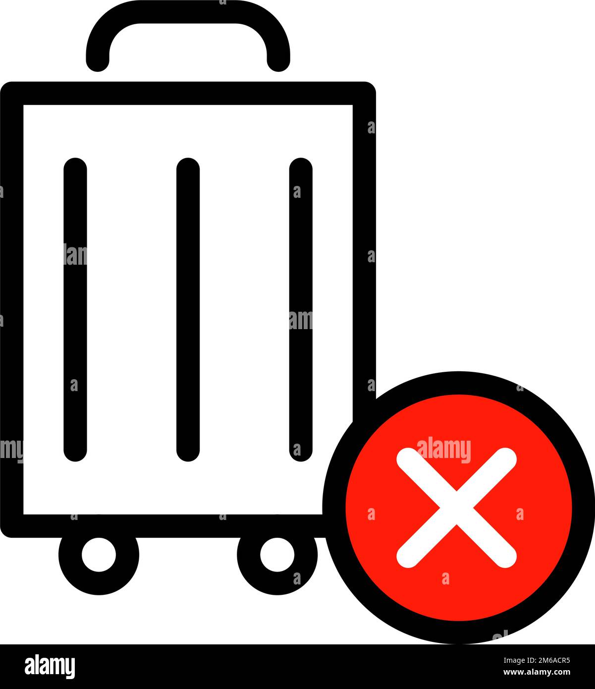 Valise et croix. Valise interdite. Vecteur modifiable. Illustration de Vecteur